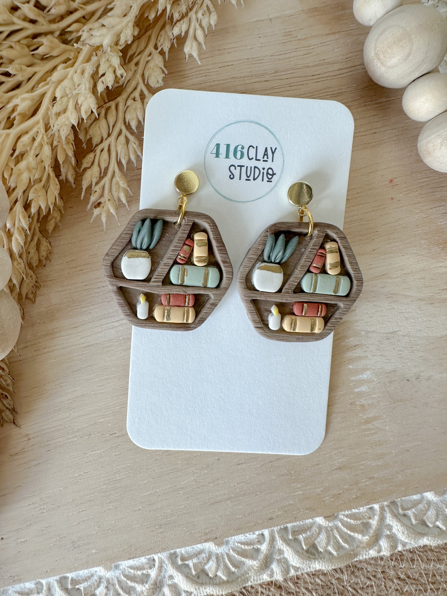 Cozy Bookshelf Dangle Earrings