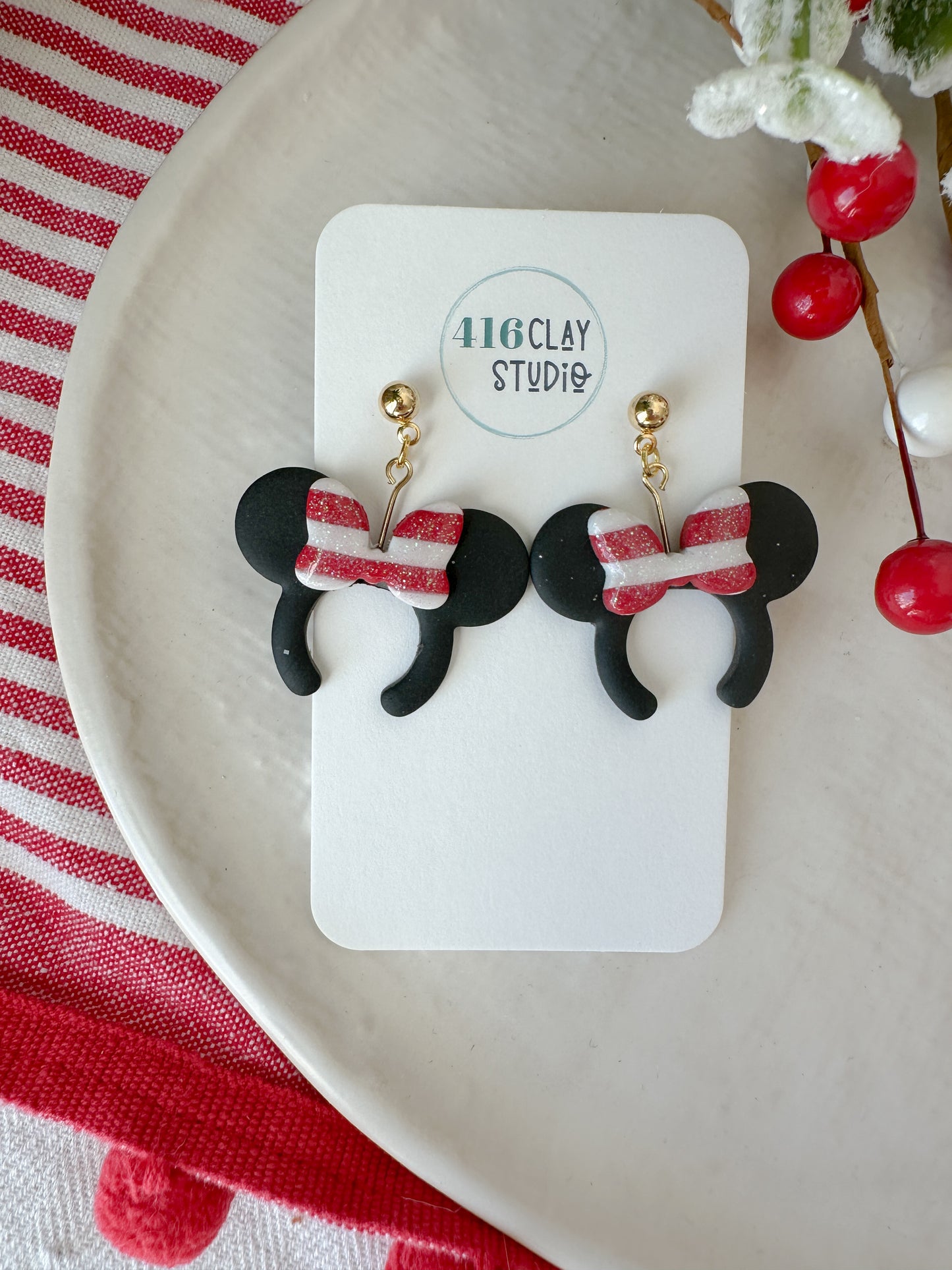 Candy Cane Mouse Ear Headband