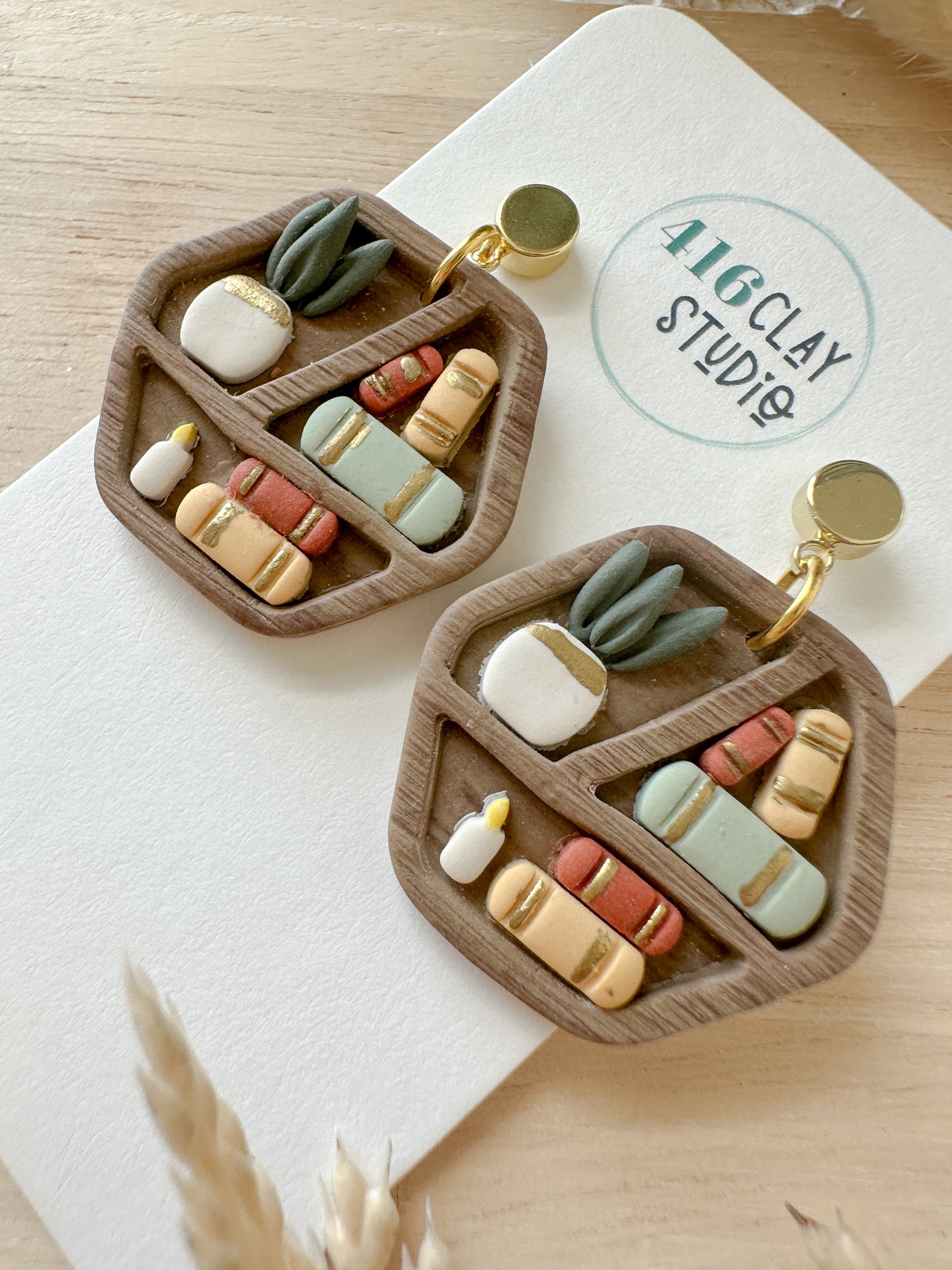 Cozy Bookshelf Dangle Earrings