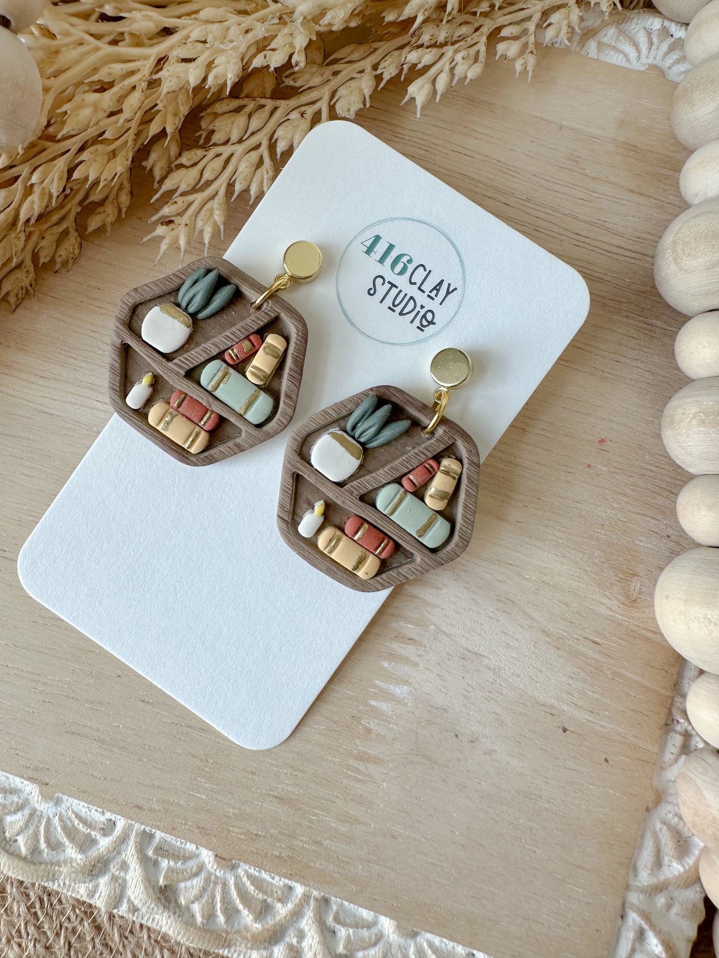 Cozy Bookshelf Dangle Earrings