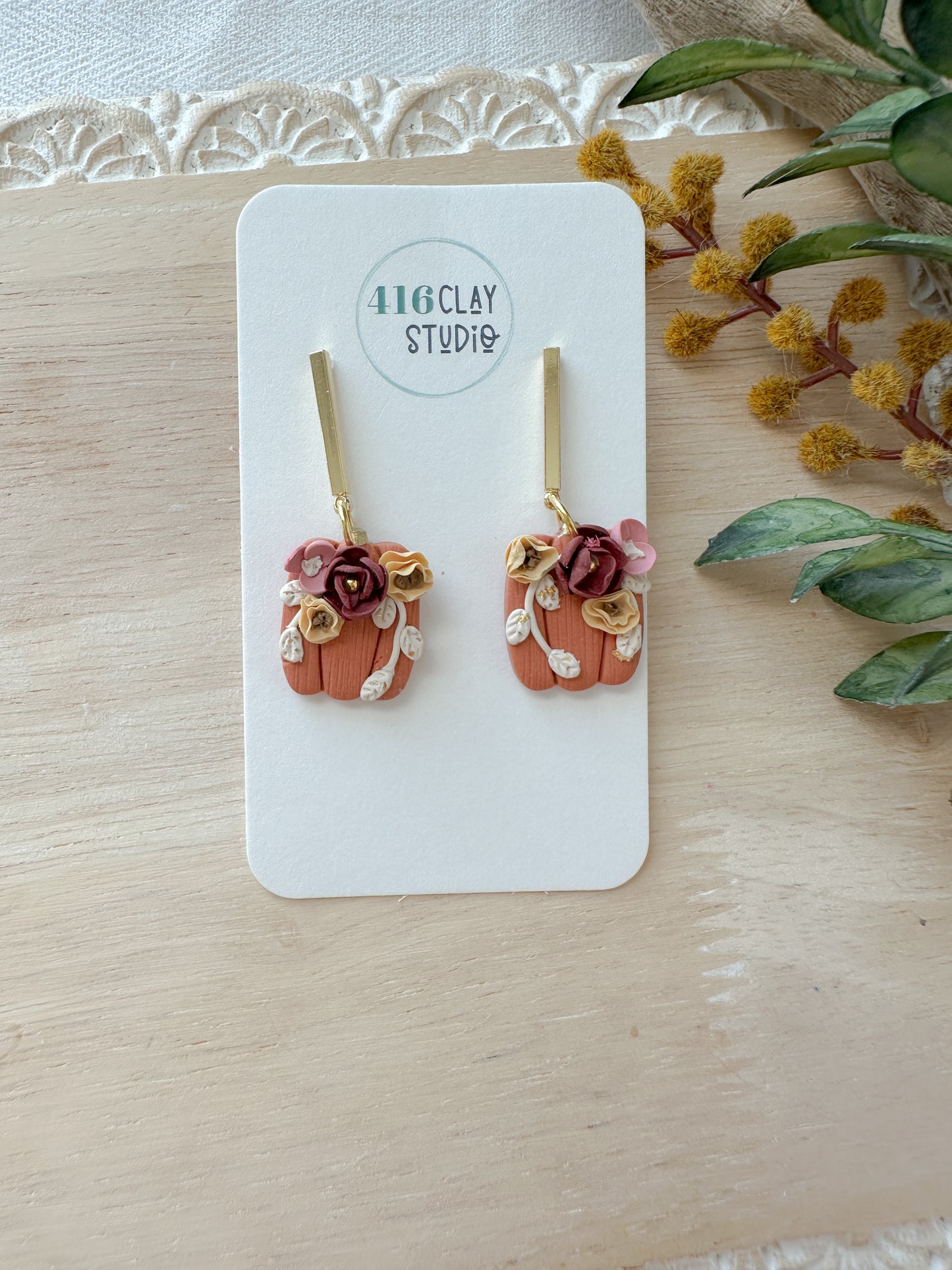 Floral Pumpkin Earrings