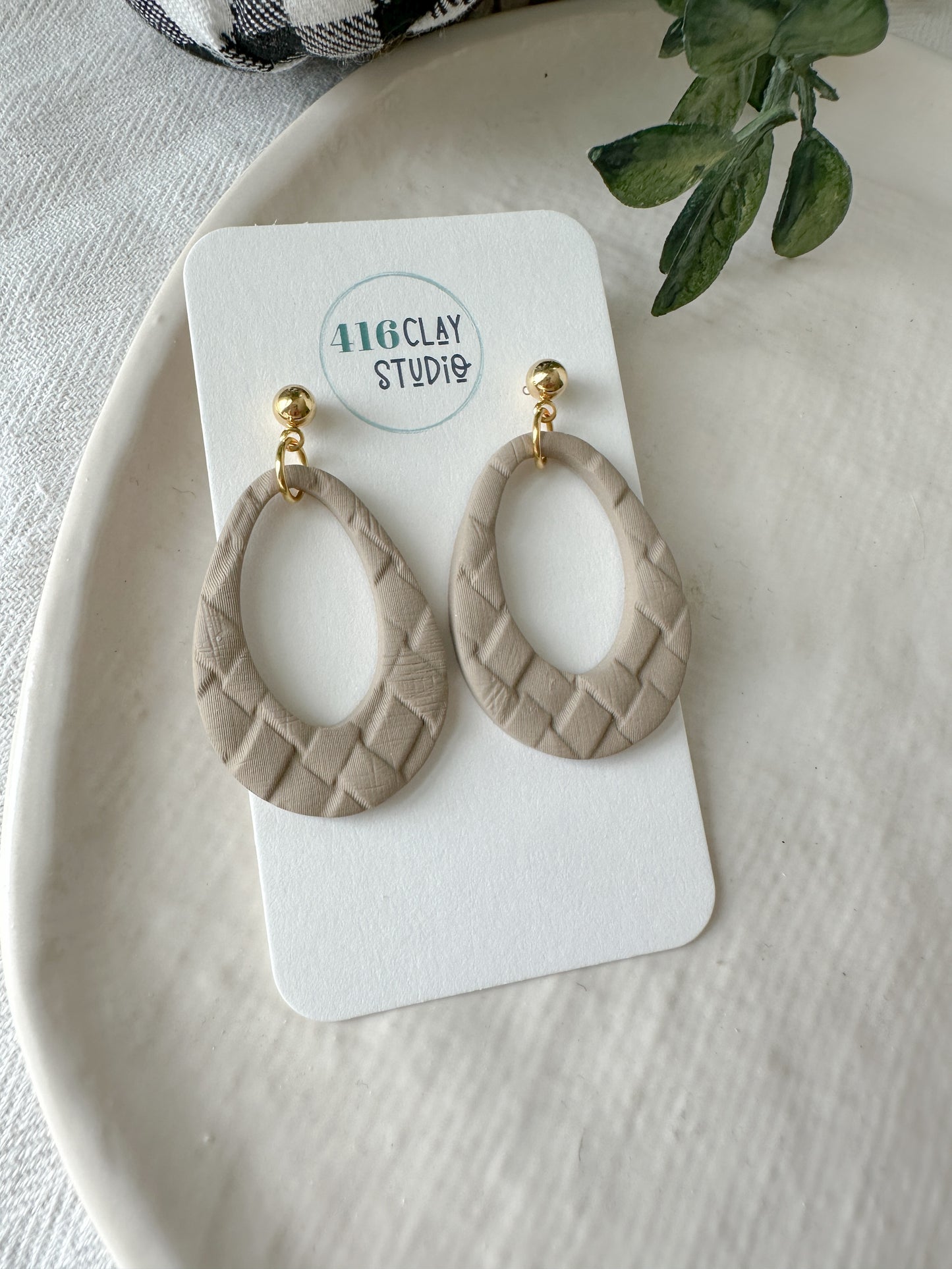 Faux Rattan Teardrop Earrings