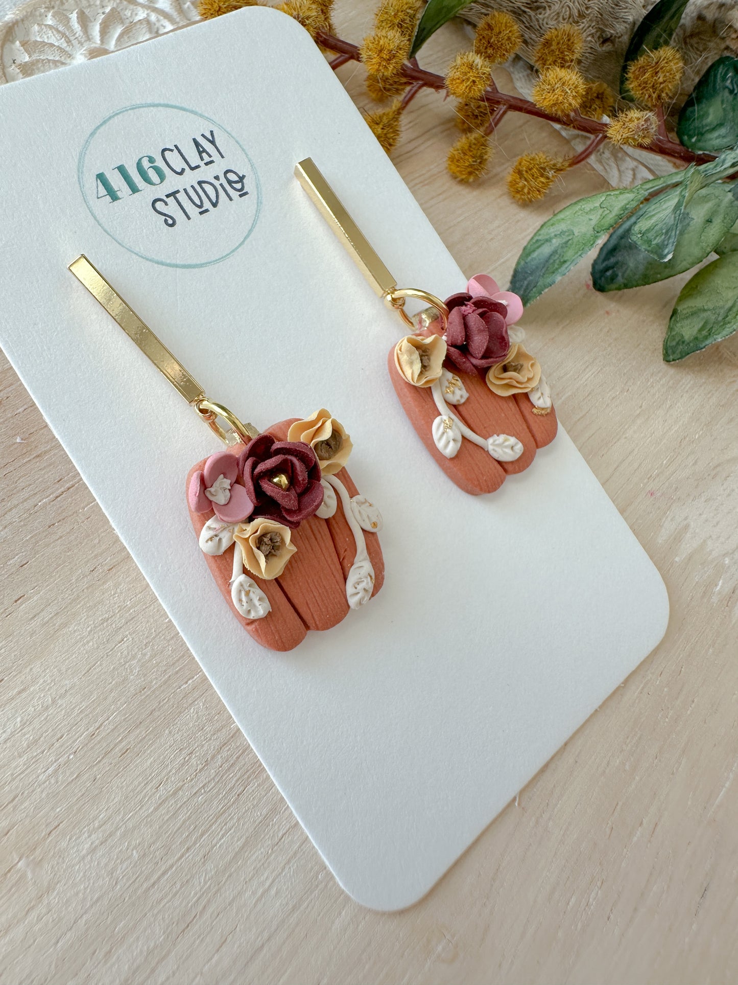 Floral Pumpkin Earrings