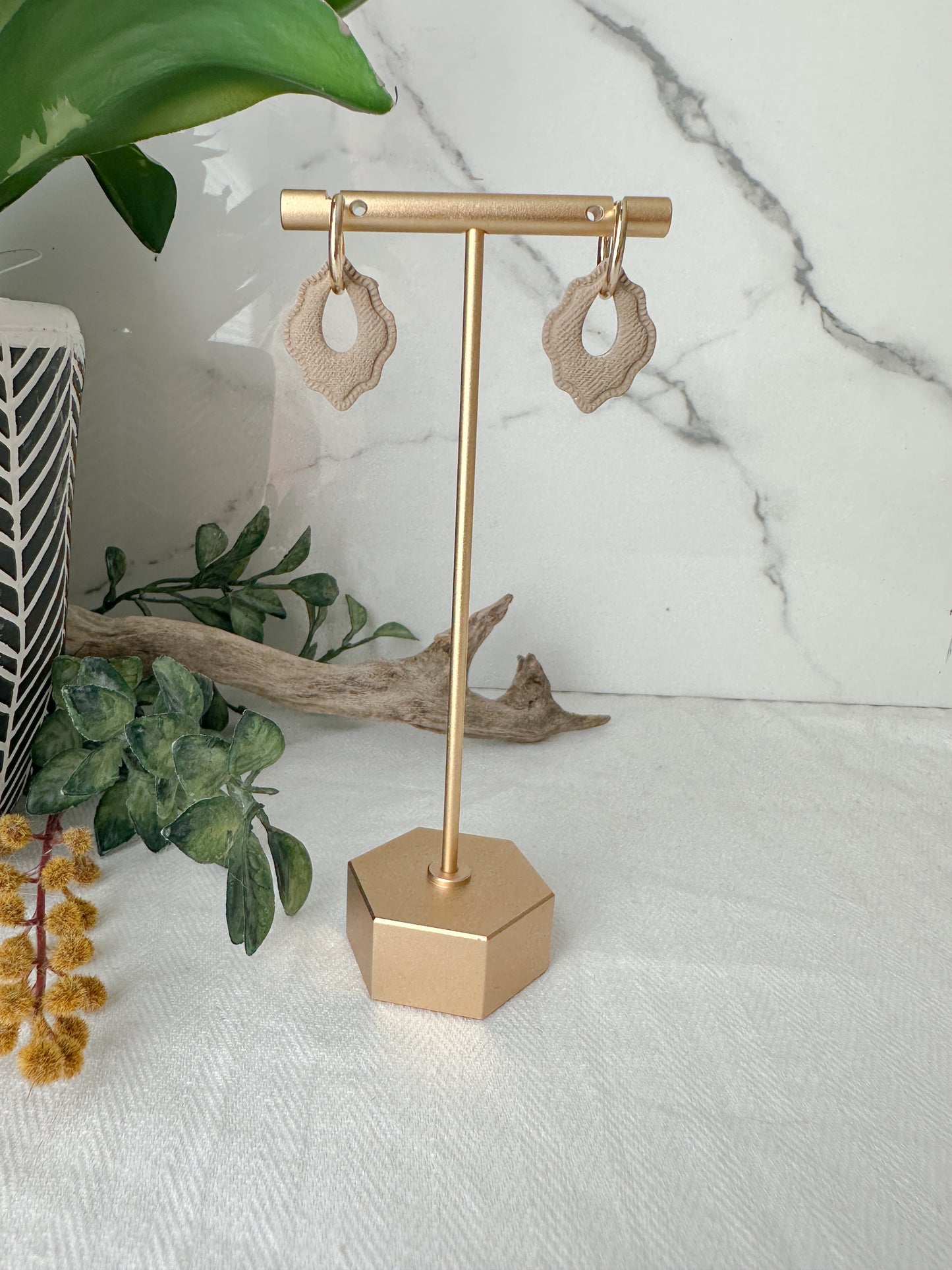 Neutral Dainty Charm Hoop Earrings