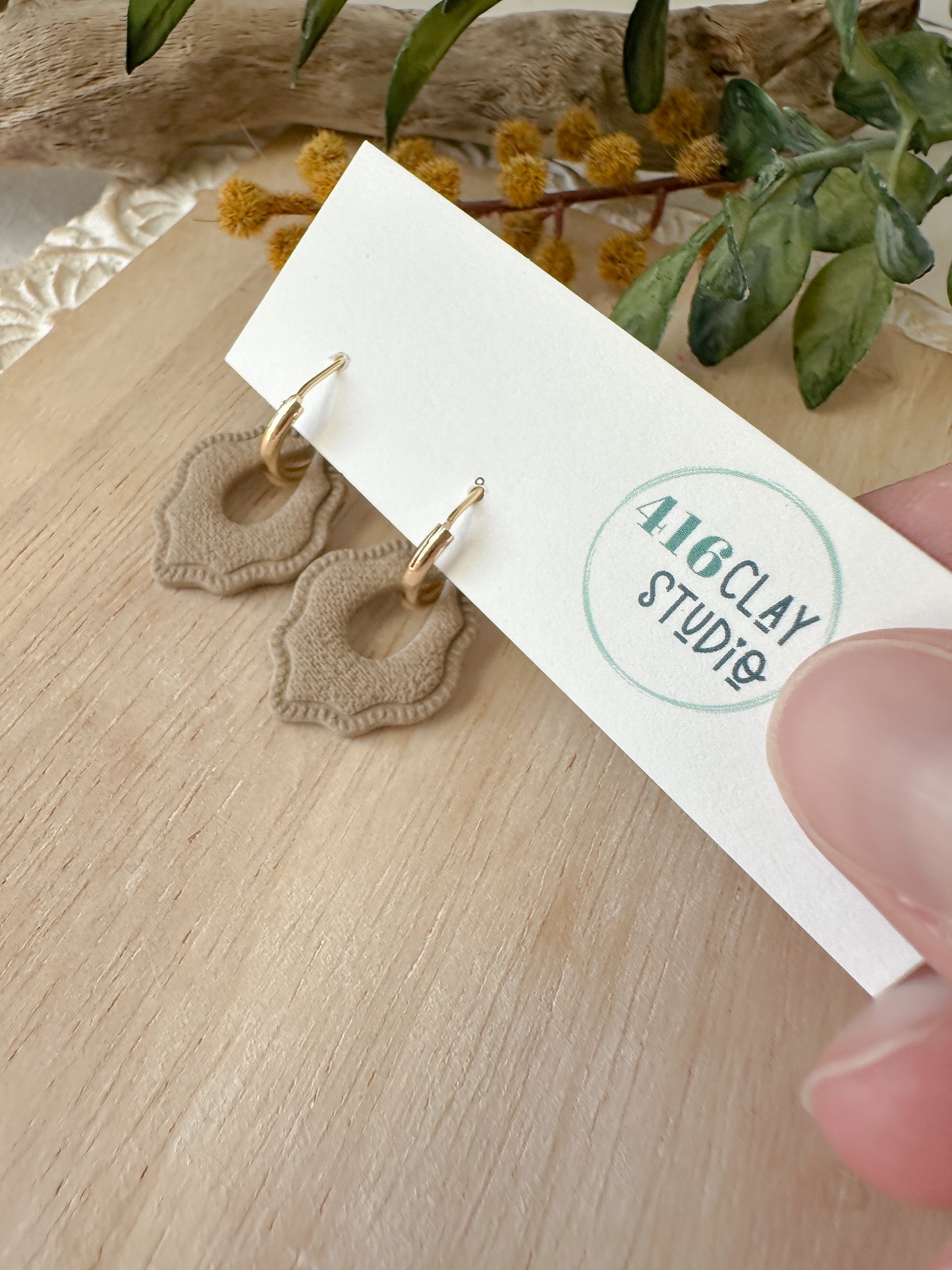 Neutral Dainty Charm Hoop Earrings