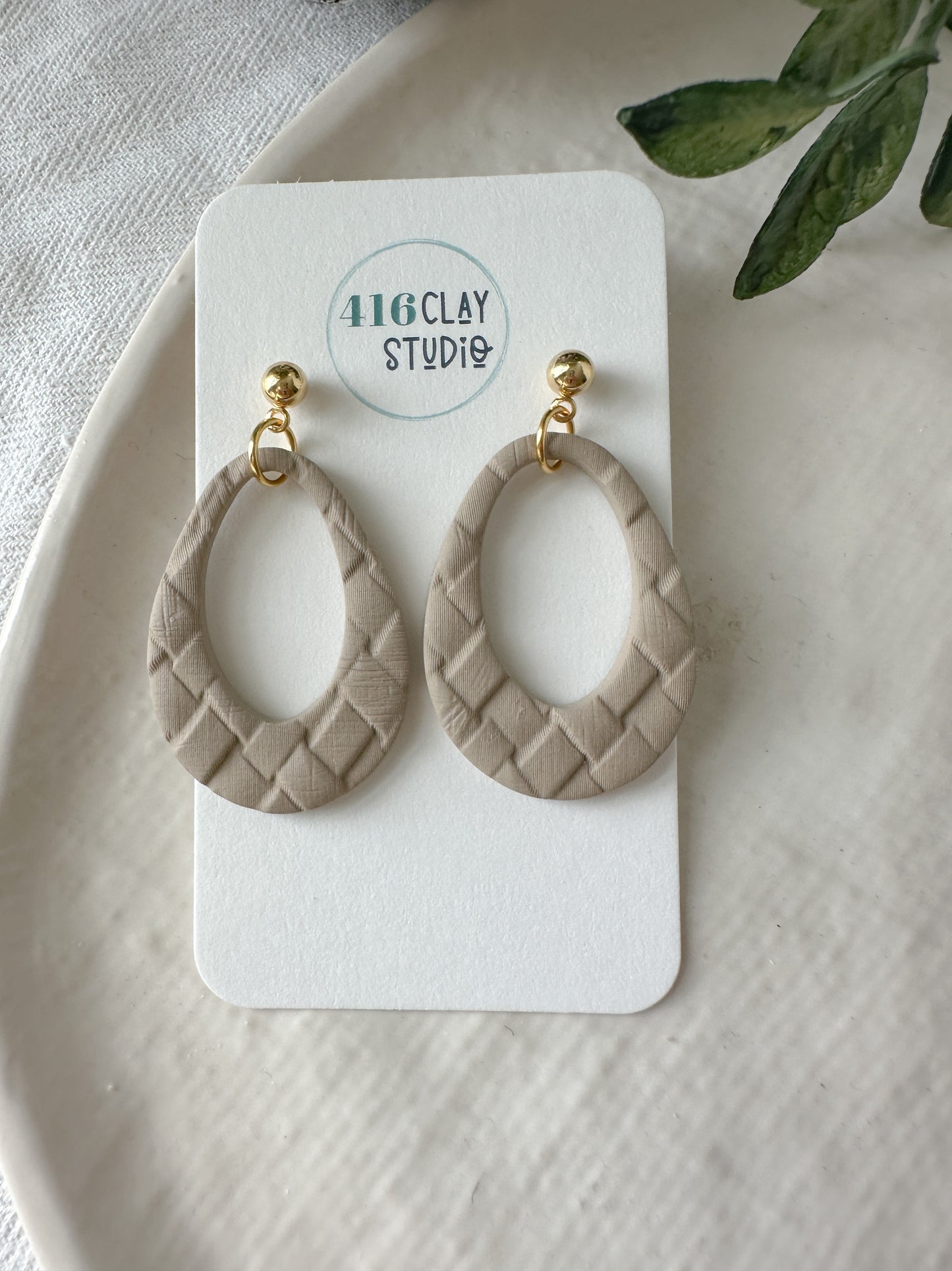 Faux Rattan Teardrop Earrings