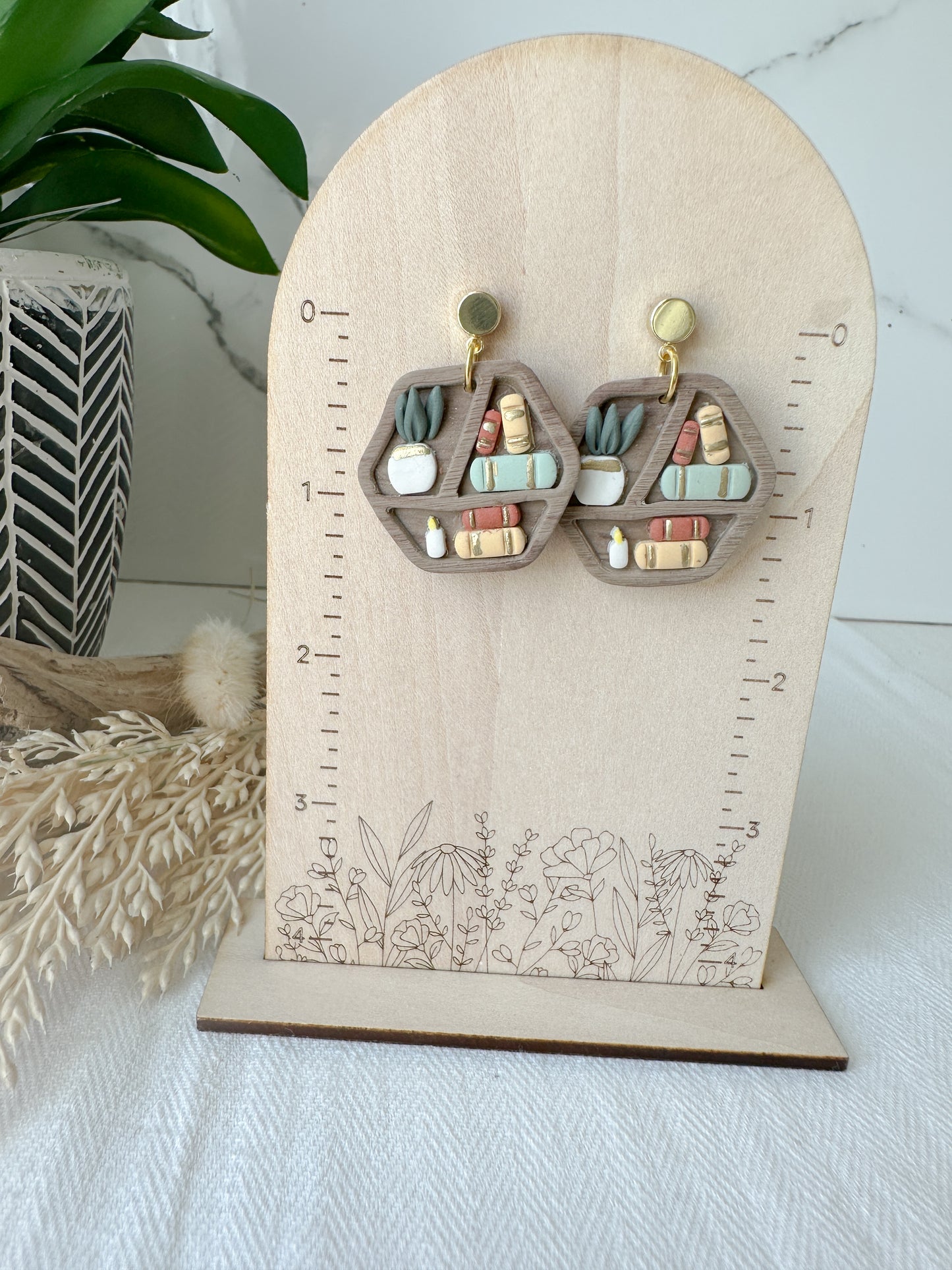 Cozy Bookshelf Dangle Earrings