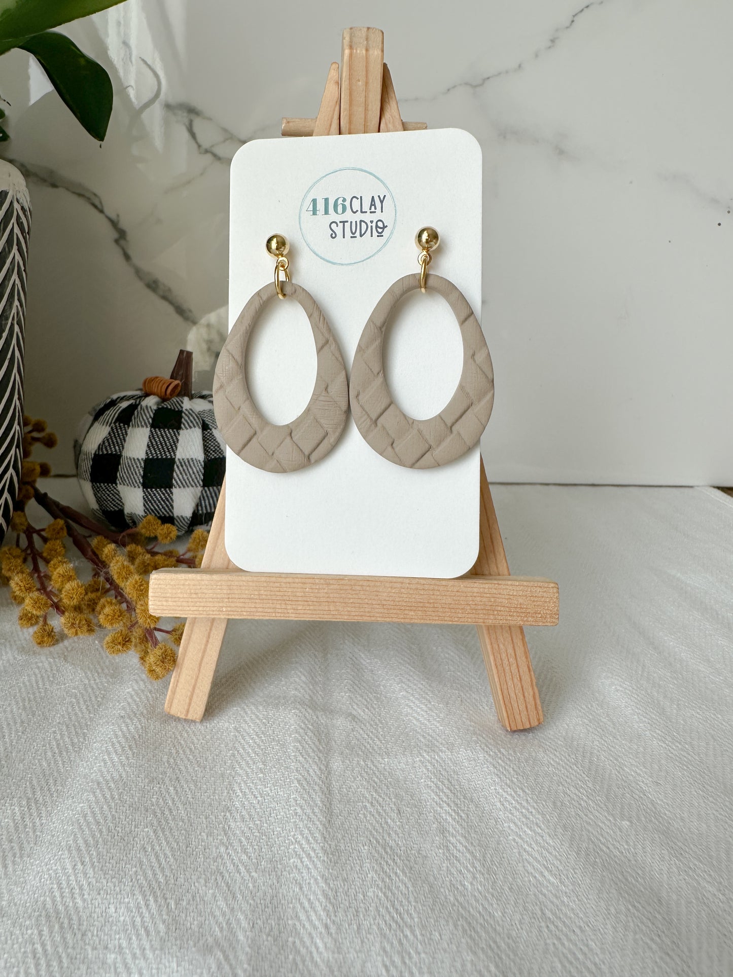 Faux Rattan Teardrop Earrings