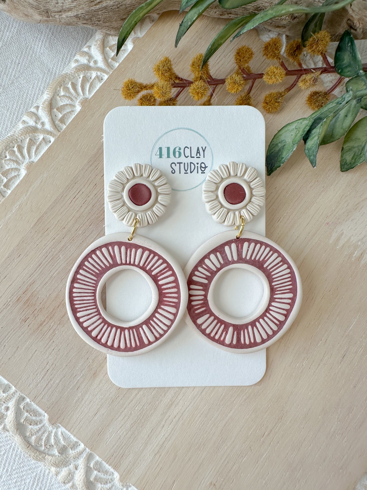 Autumn Boho Circle Hoop Earrings (four color options)