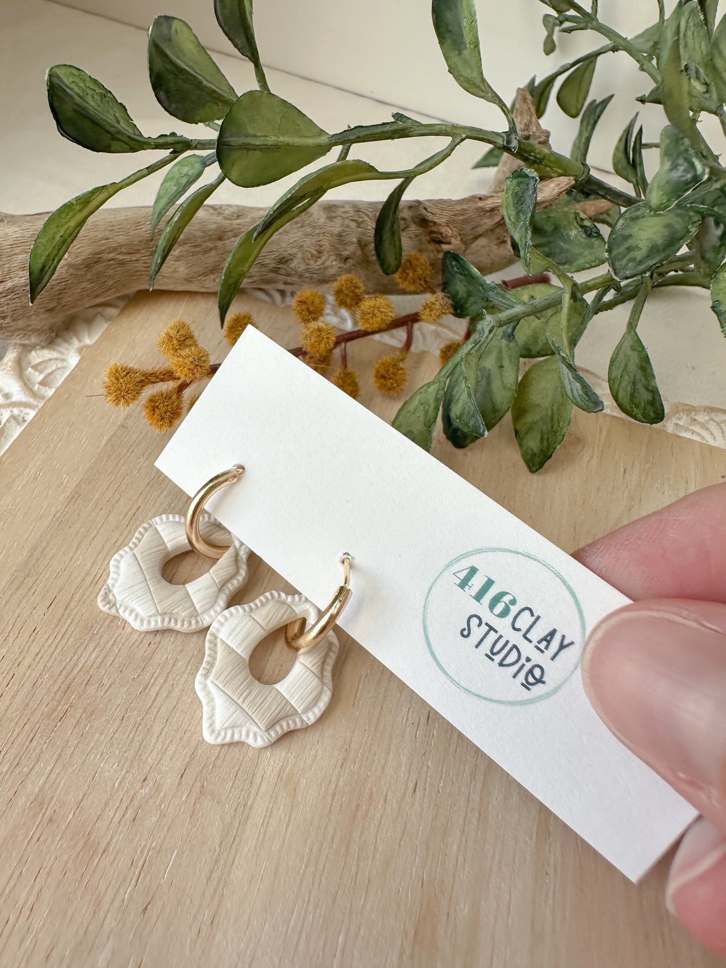 Neutral Dainty Charm Hoop Earrings