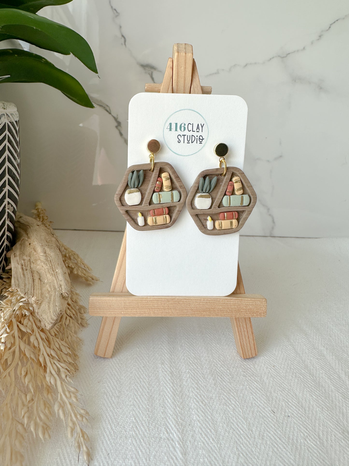 Cozy Bookshelf Dangle Earrings