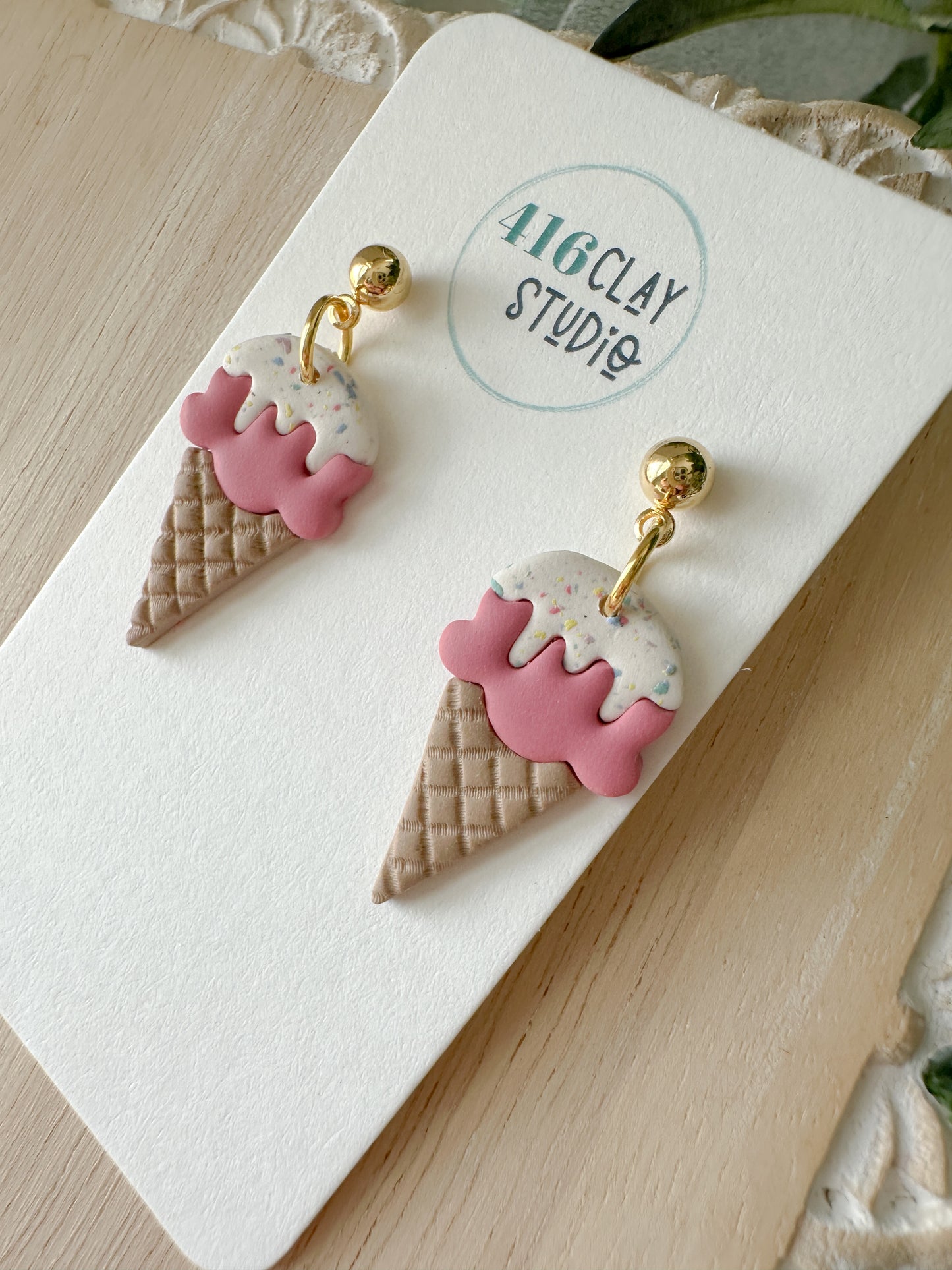 Ice Cream Cone Dangle Earrings (two flavors)