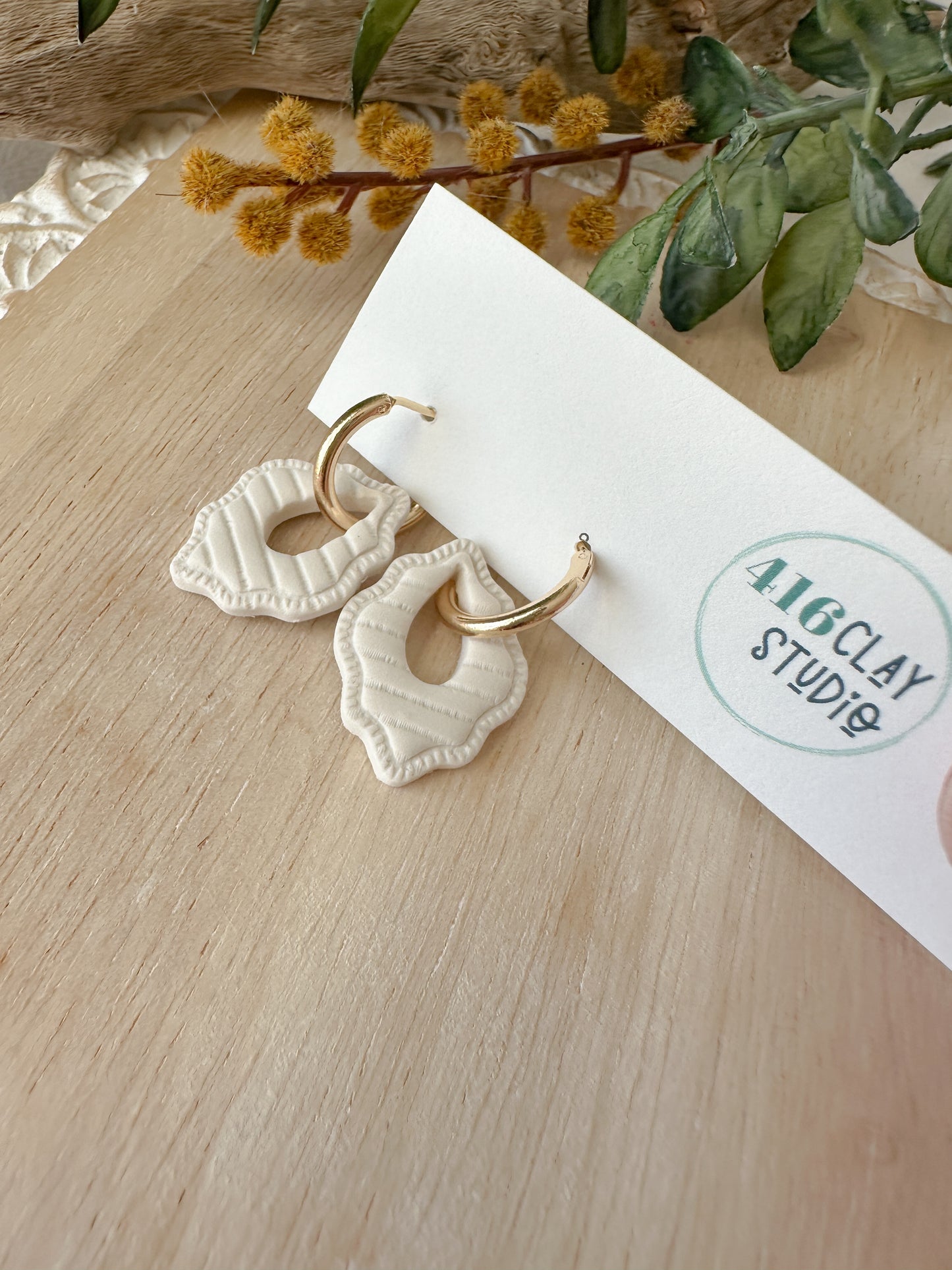 Neutral Dainty Charm Hoop Earrings