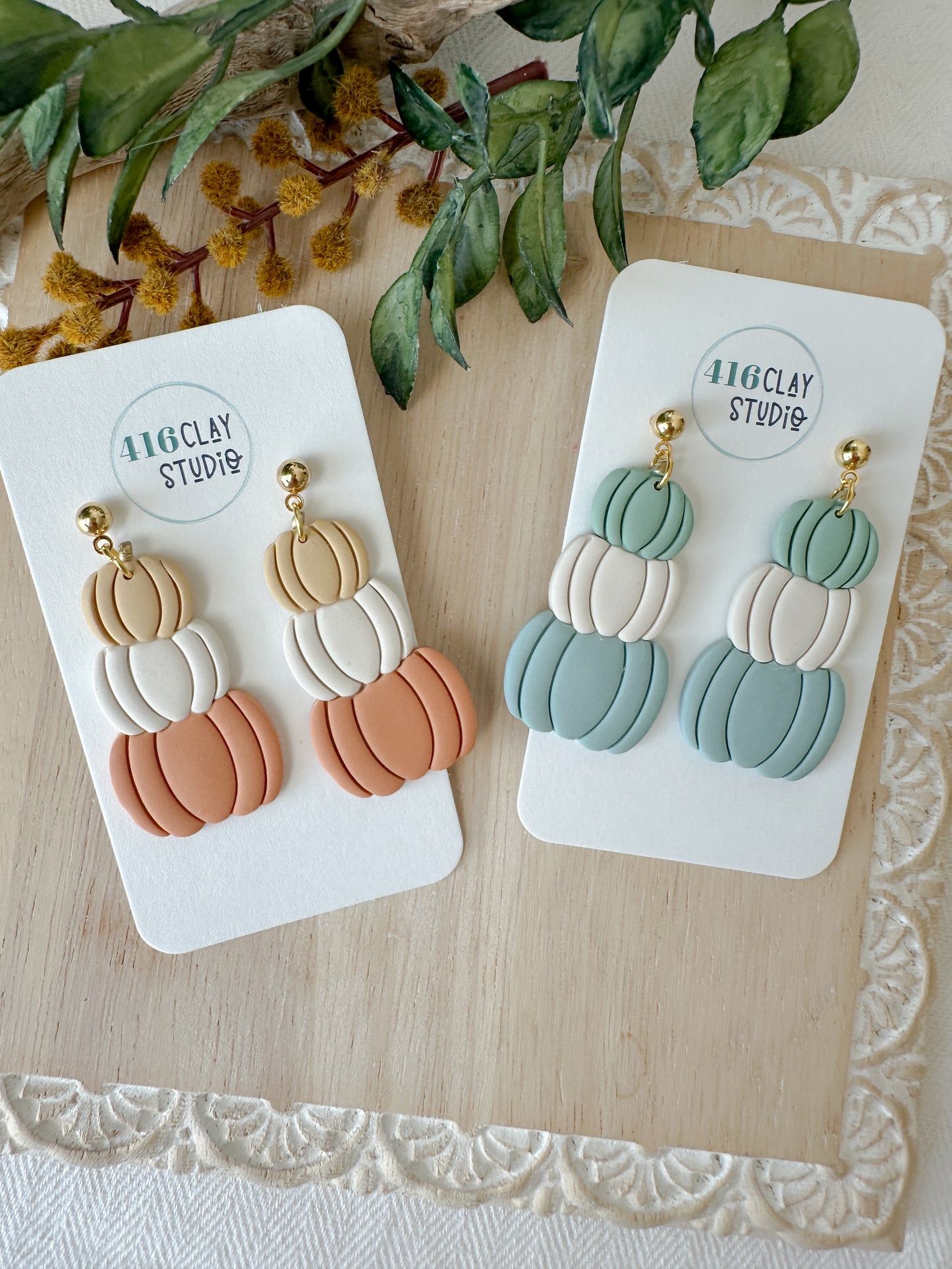 Stacked Pumpkin Earrings (2 color options)
