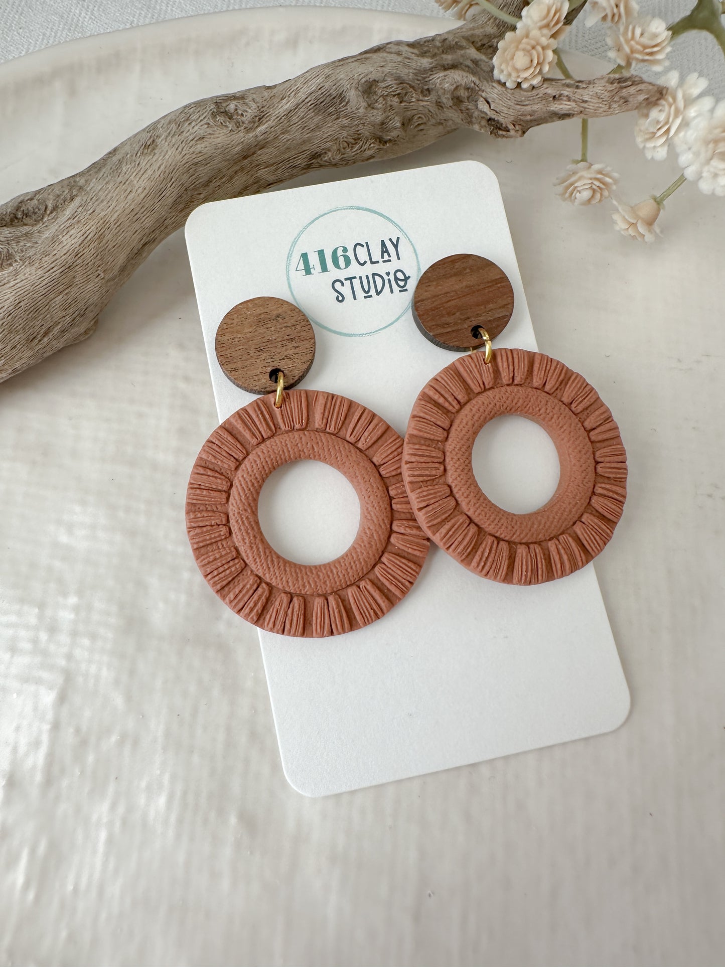 Autumn Boho Circle Faux Macrame Earrings (5 Color Options)
