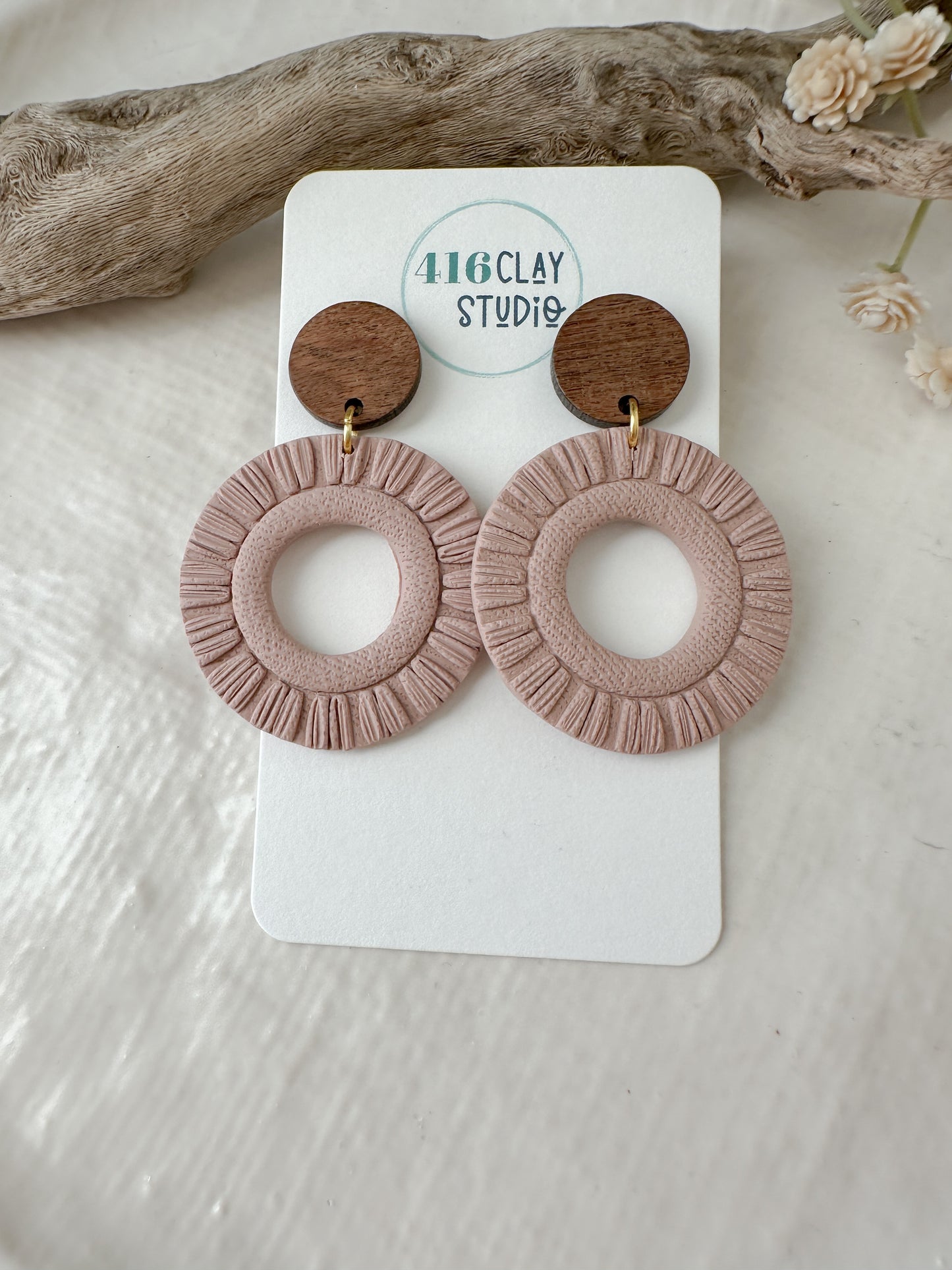 Autumn Boho Circle Faux Macrame Earrings (5 Color Options)