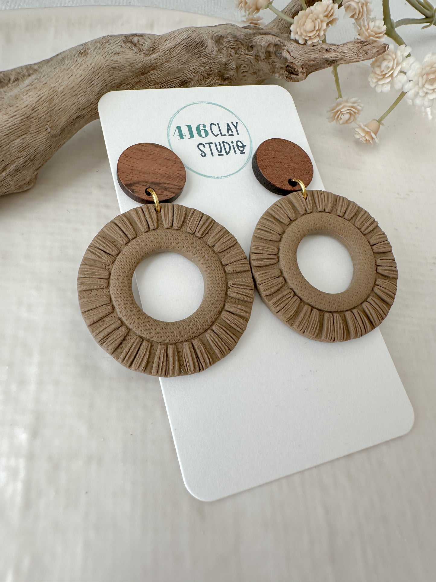 Autumn Boho Circle Faux Macrame Earrings (5 Color Options)