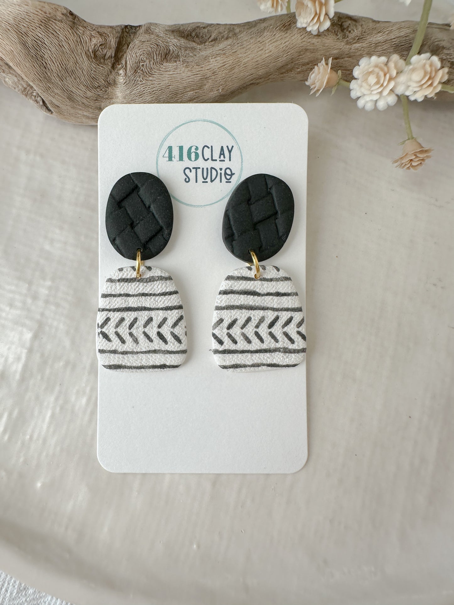 Black and White Dangle Earrings