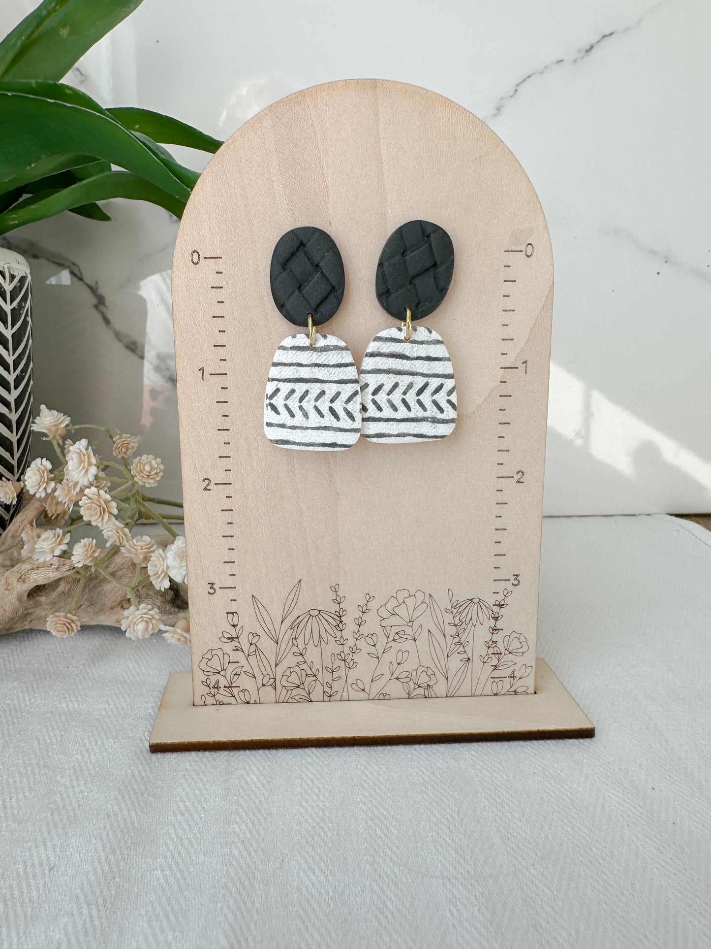 Black and White Dangle Earrings