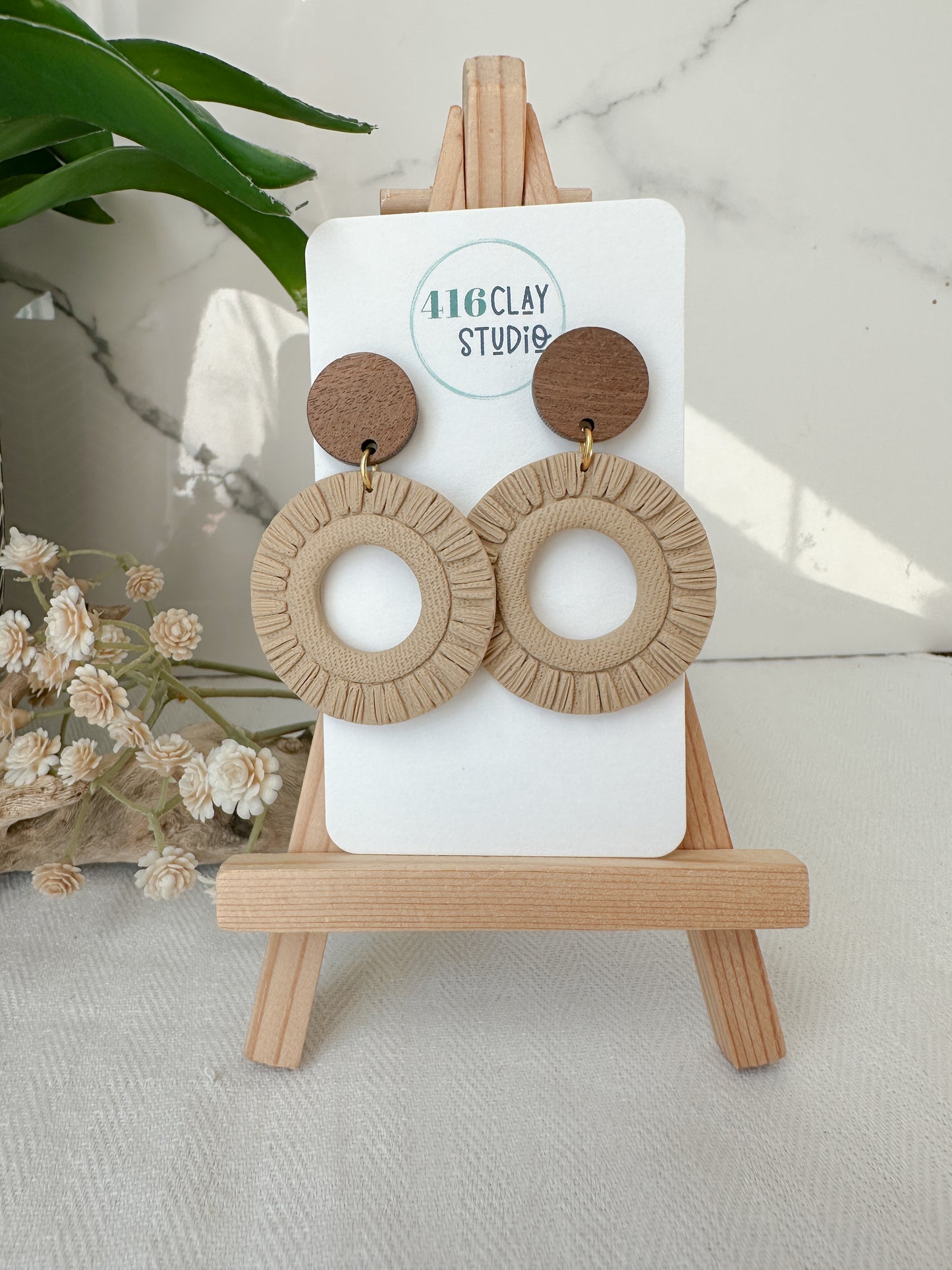 Autumn Boho Circle Faux Macrame Earrings (5 Color Options)
