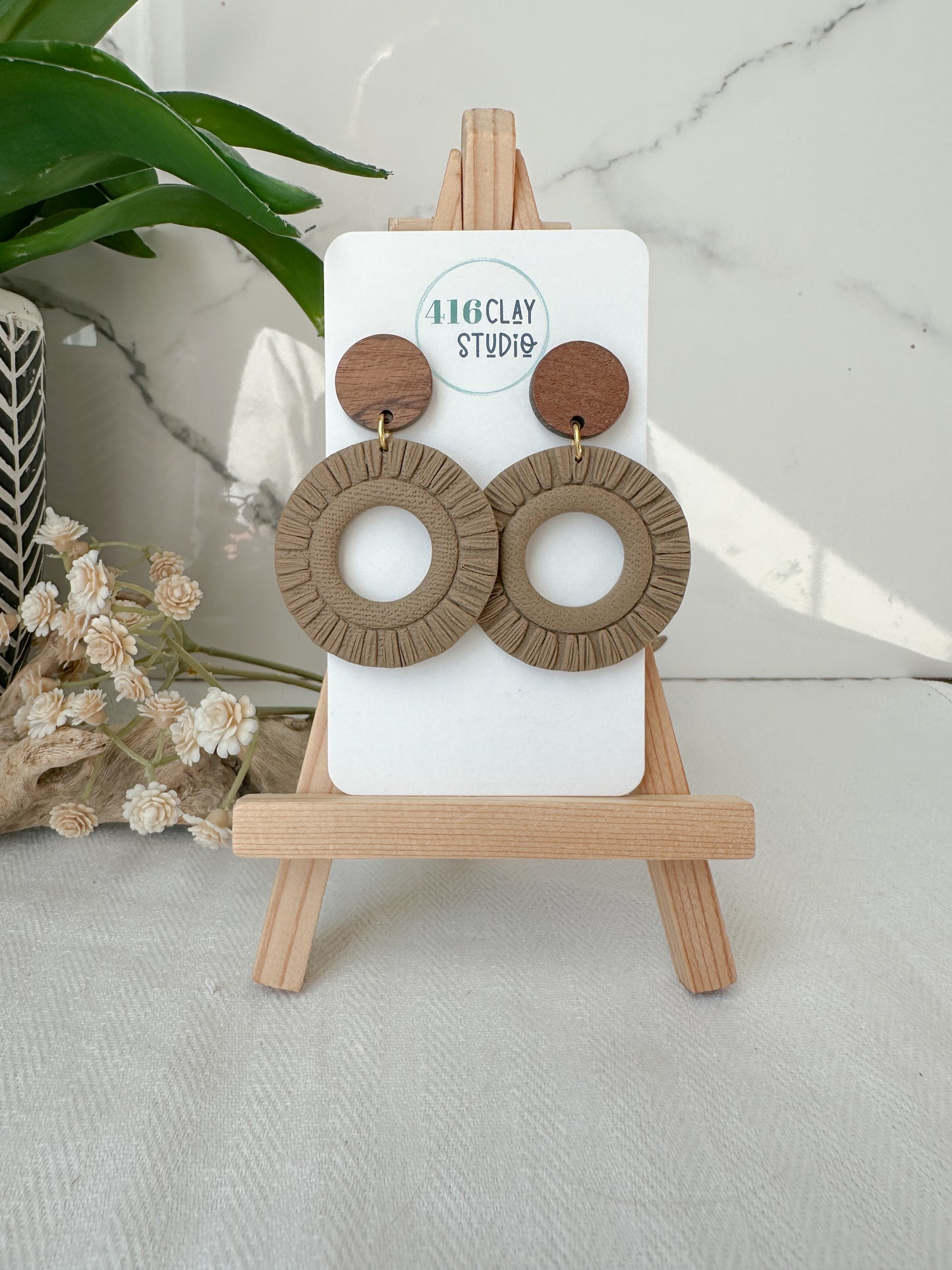 Autumn Boho Circle Faux Macrame Earrings (5 Color Options)