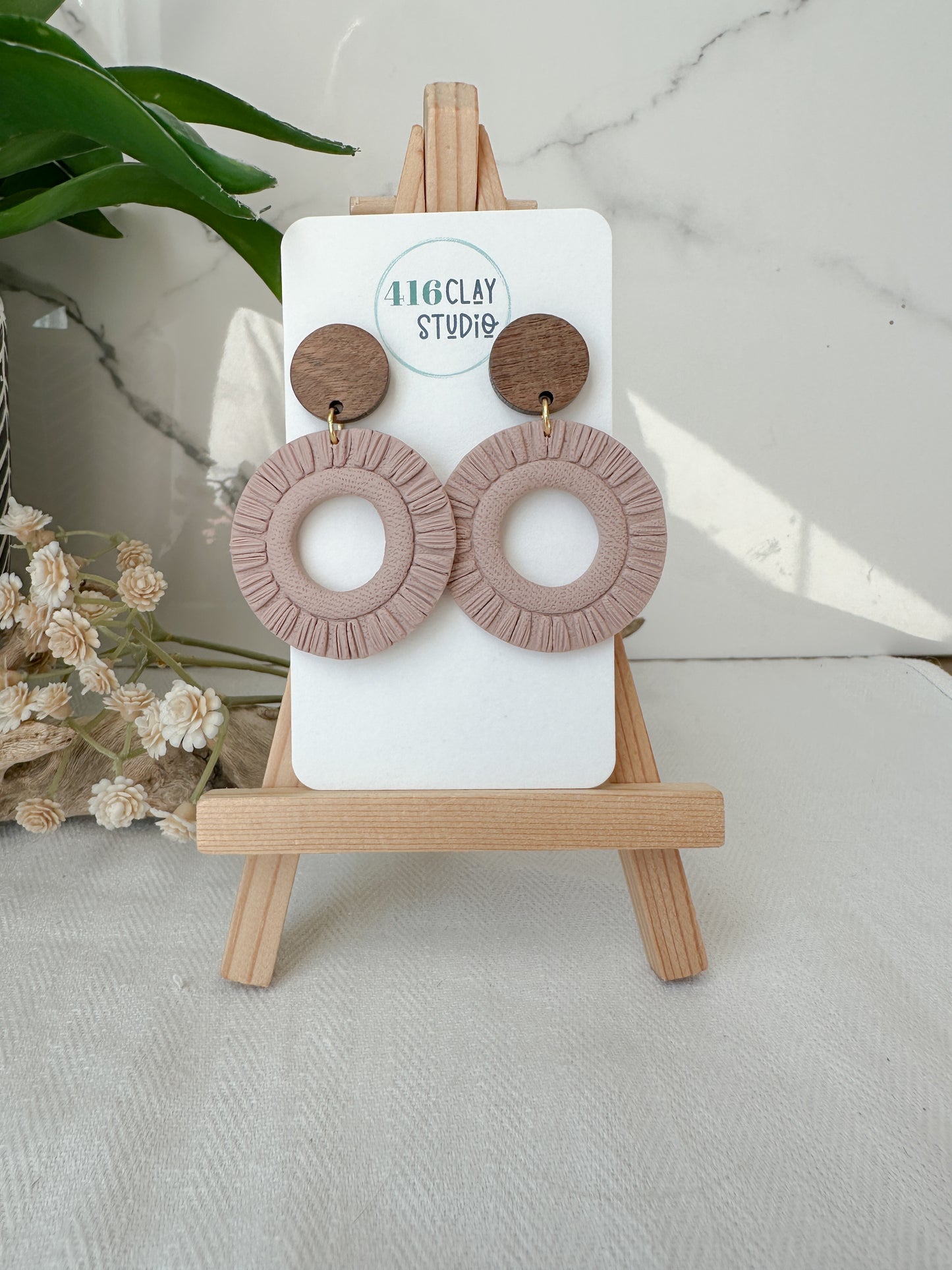 Autumn Boho Circle Faux Macrame Earrings (5 Color Options)