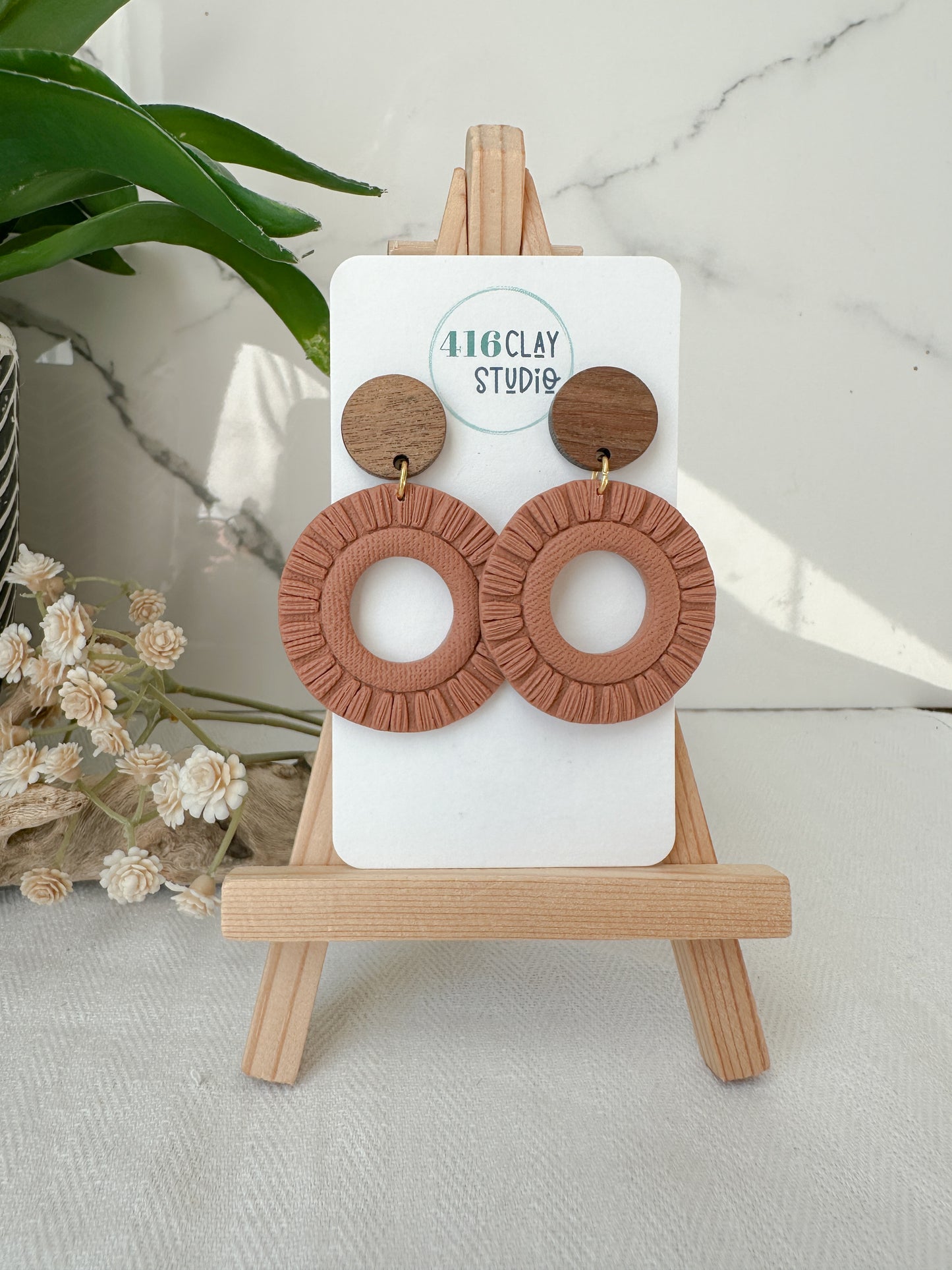Autumn Boho Circle Faux Macrame Earrings (5 Color Options)