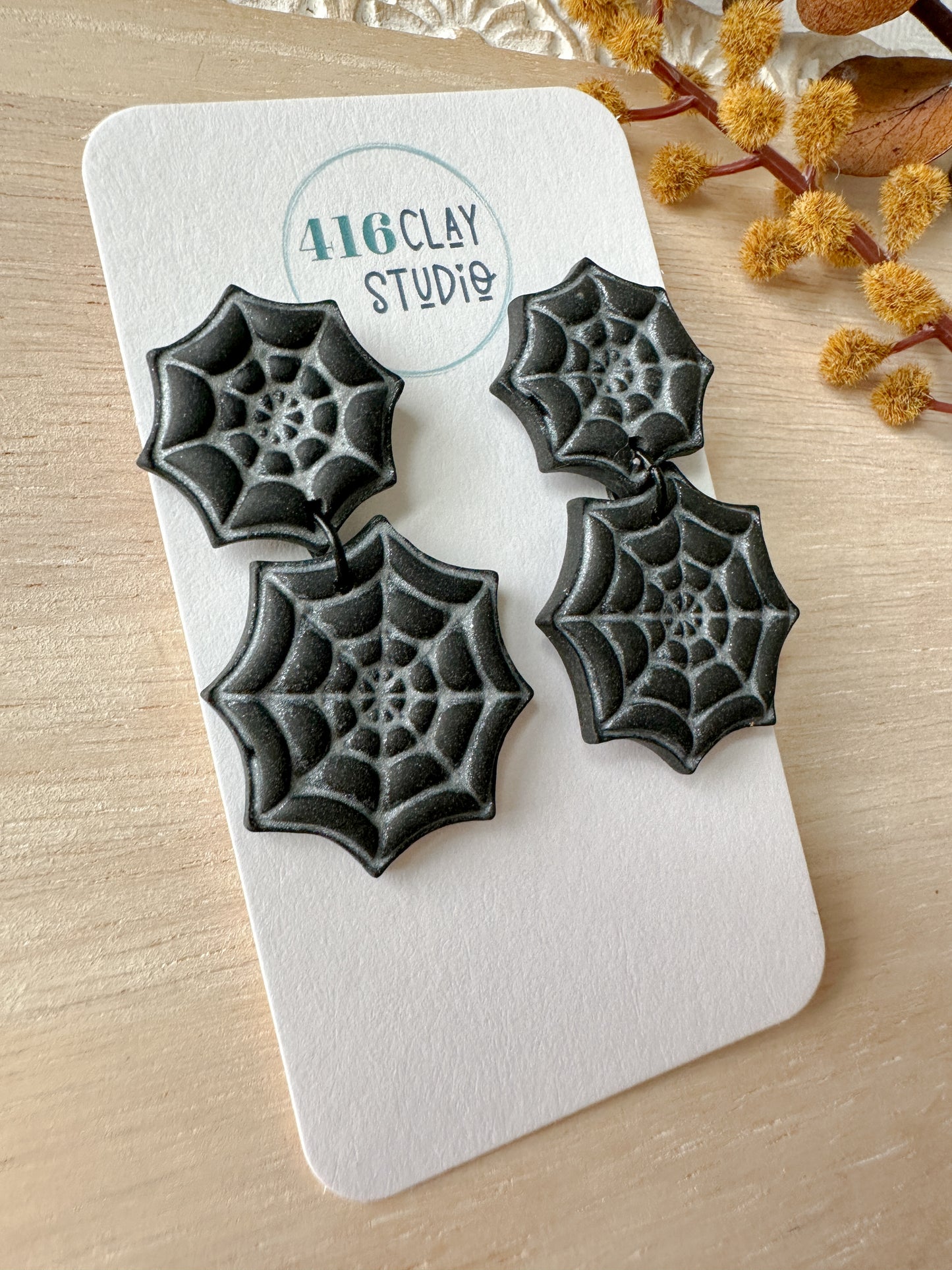 Black Spider Web Earrings
