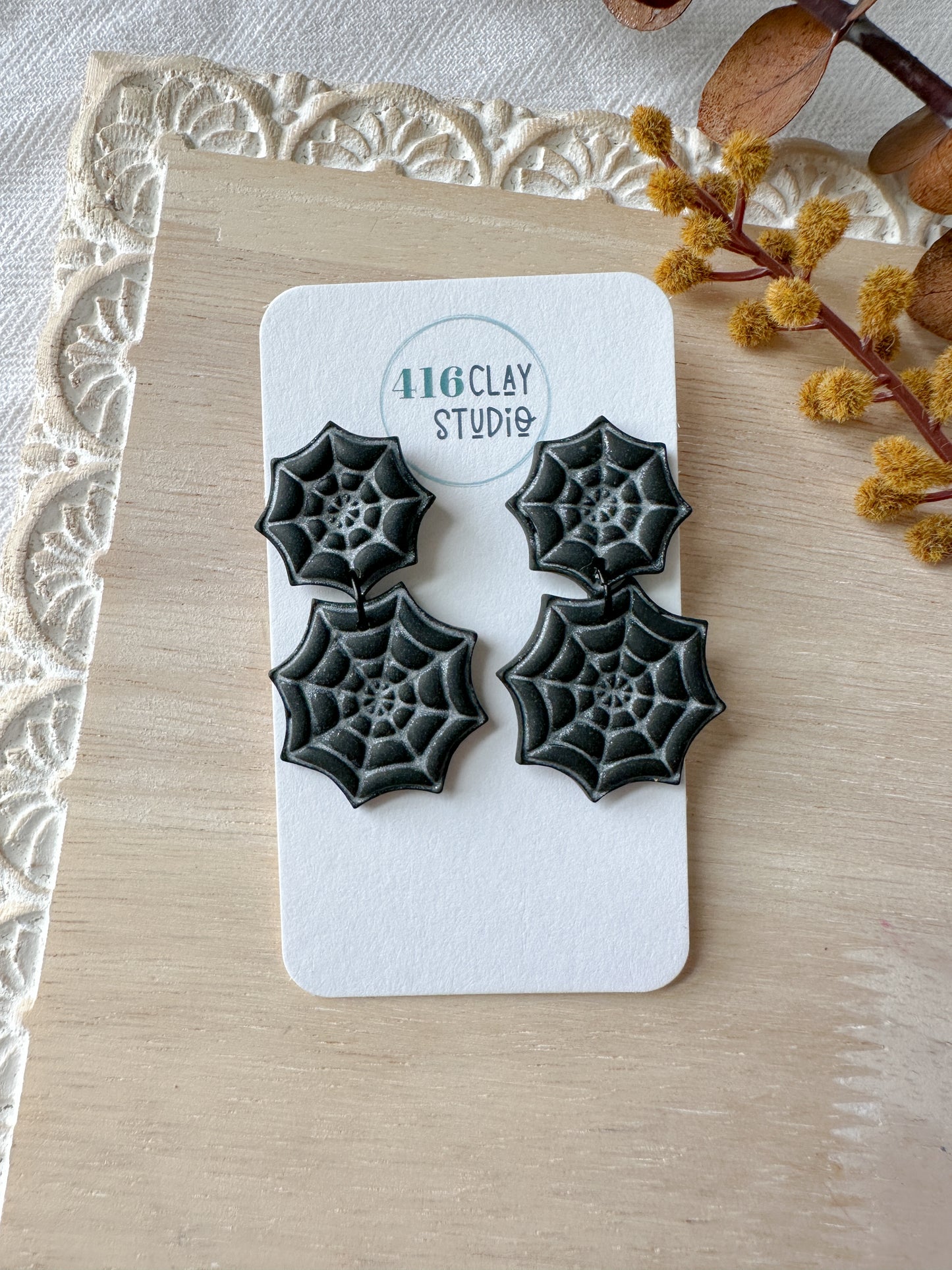 Black Spider Web Earrings