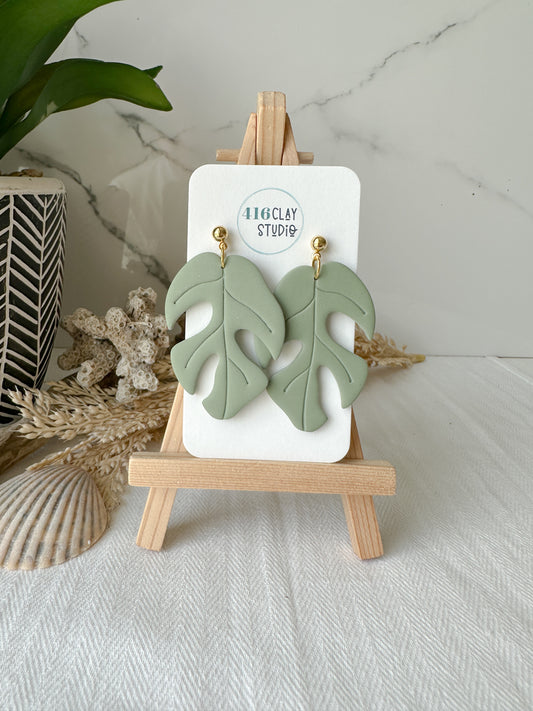 Monstera Leaf Earrings (2 color options)
