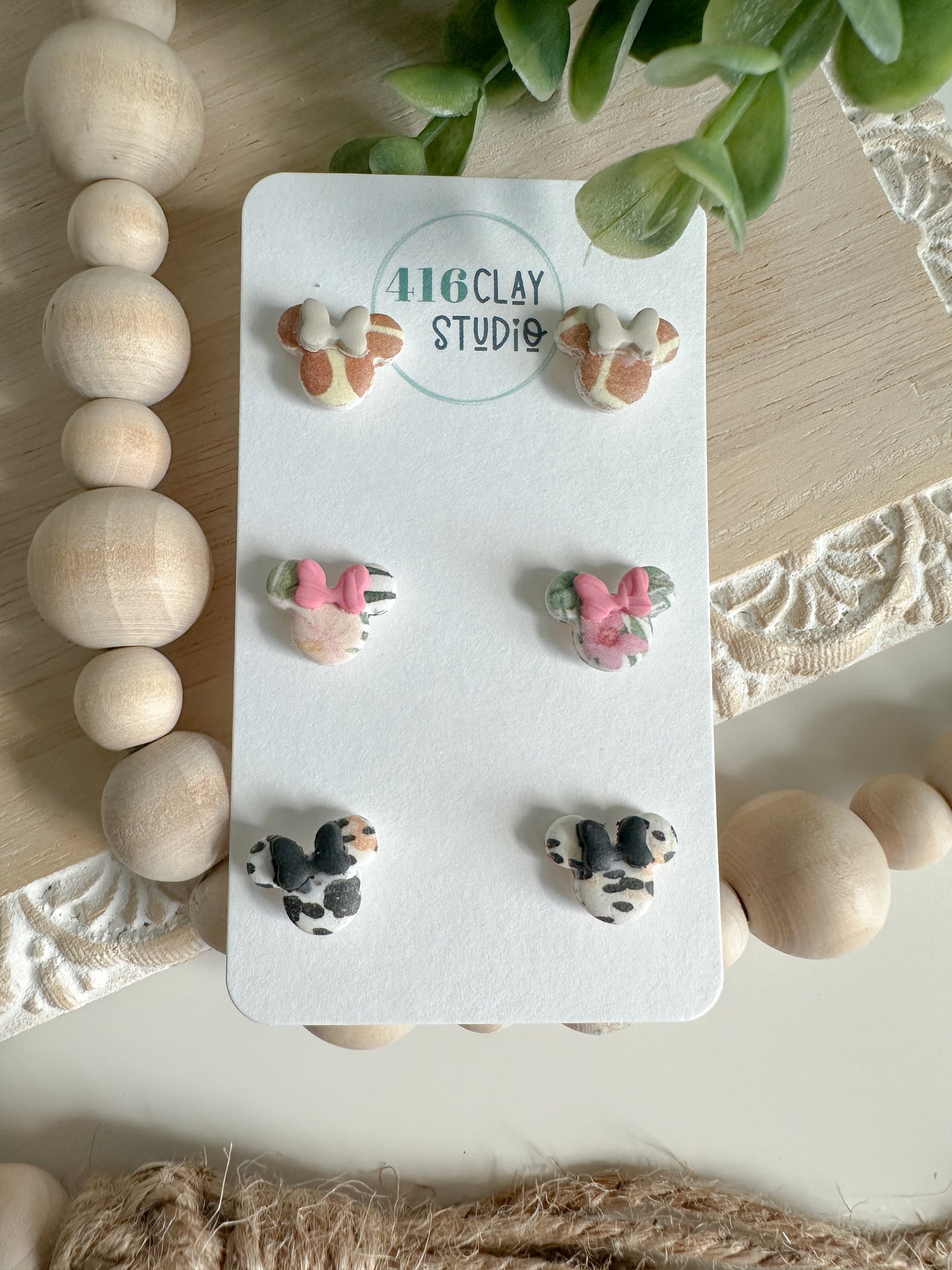 Safari Mouse Ear Stud Pack