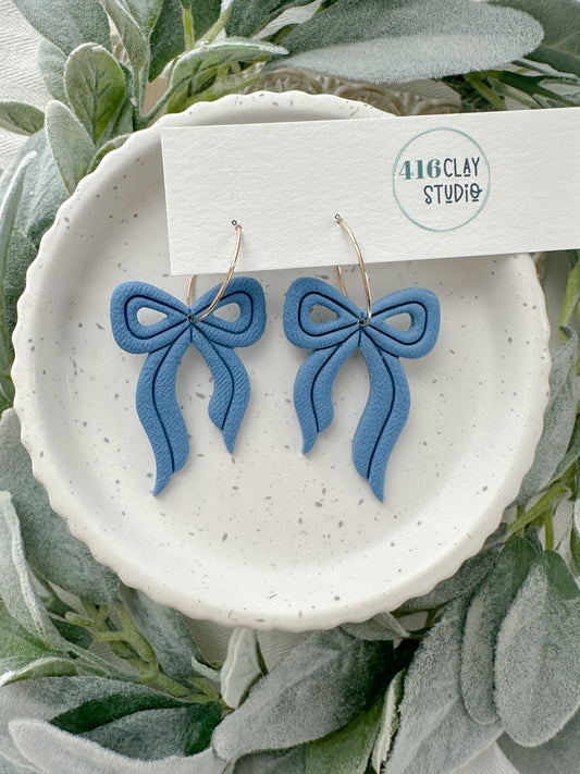 Bright Embossed Bow Earrings (six color options)