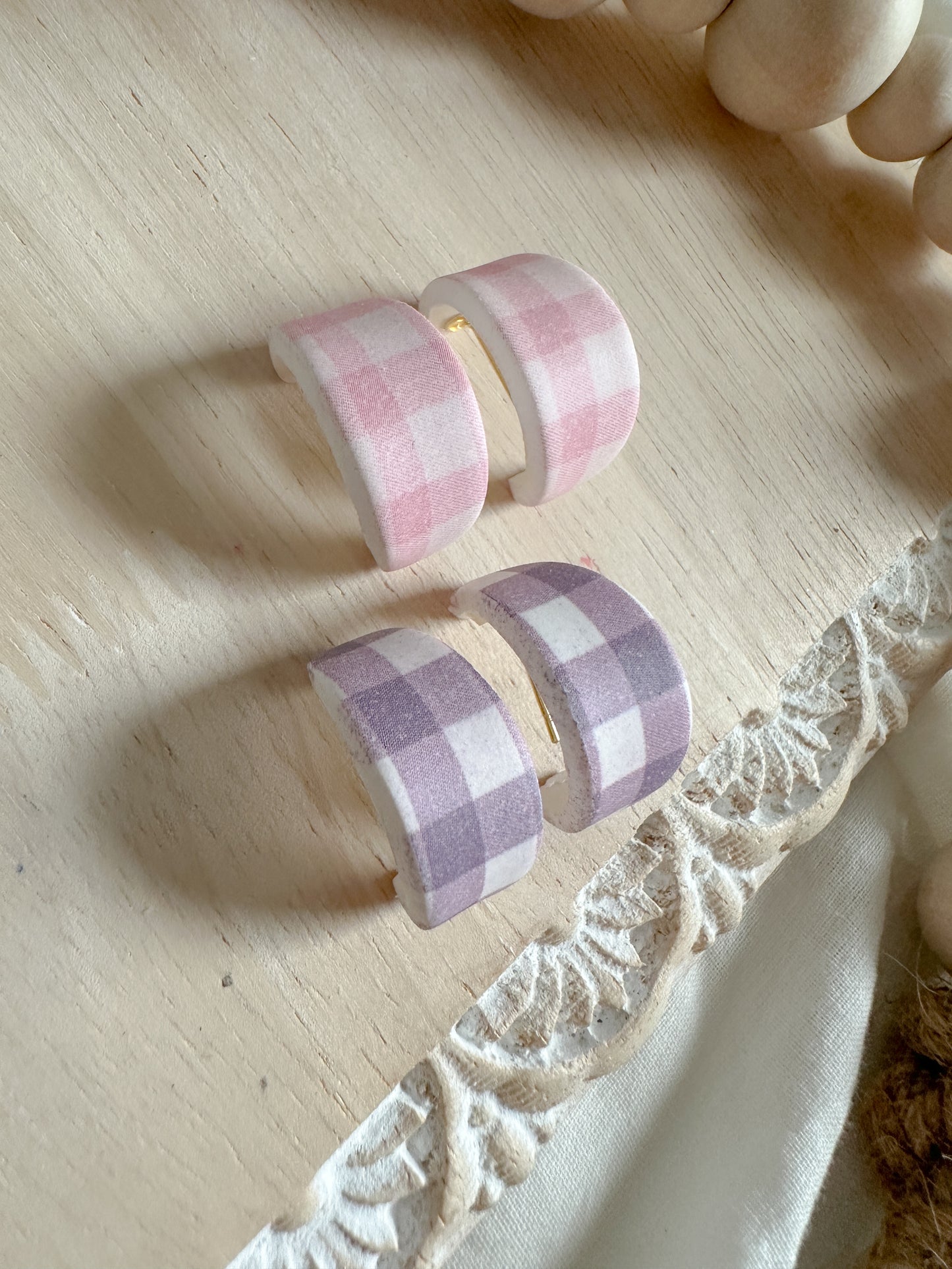 Gingham Huggie Earrings