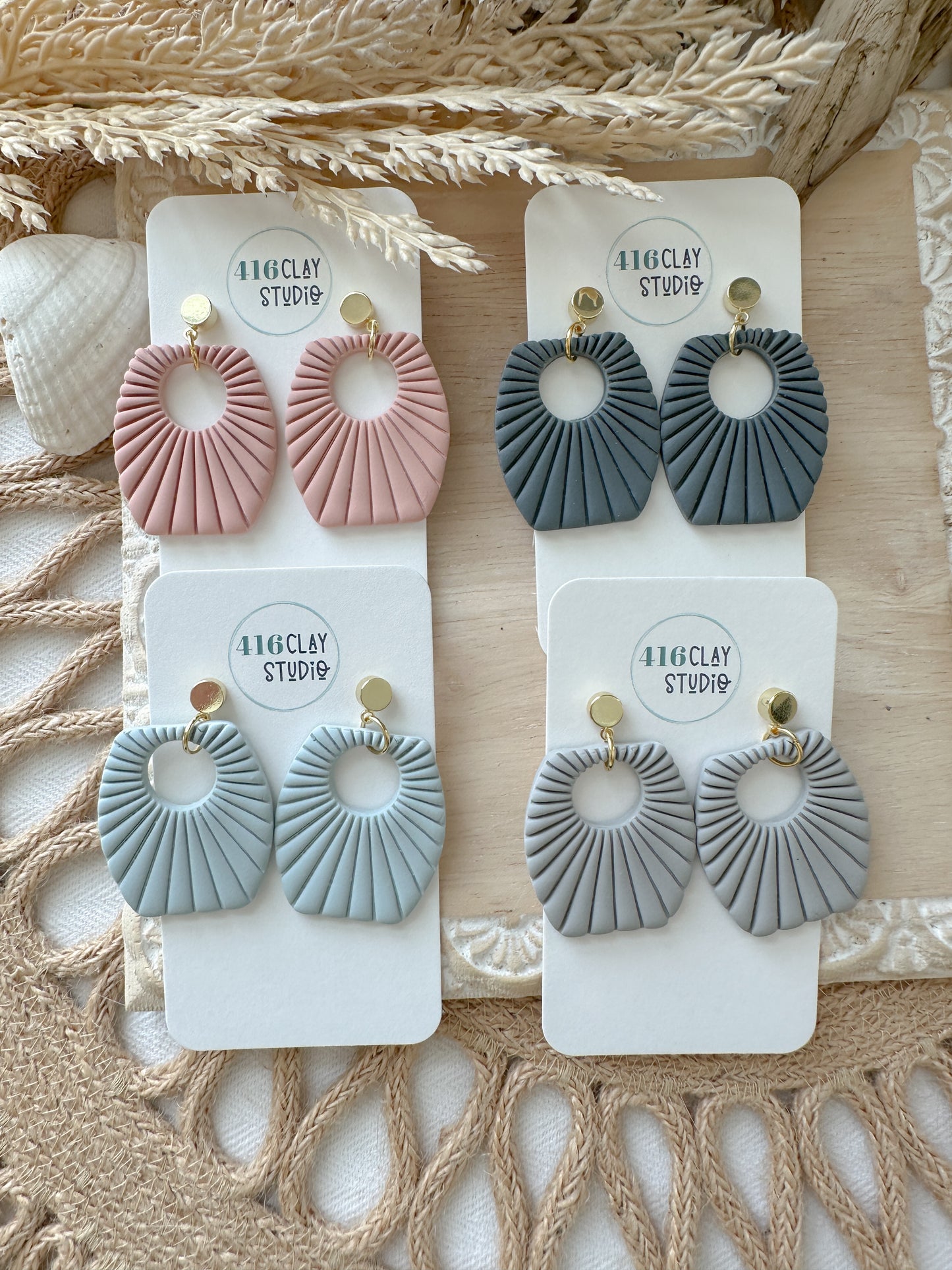 Costal Embossed Earrings (4 color options)