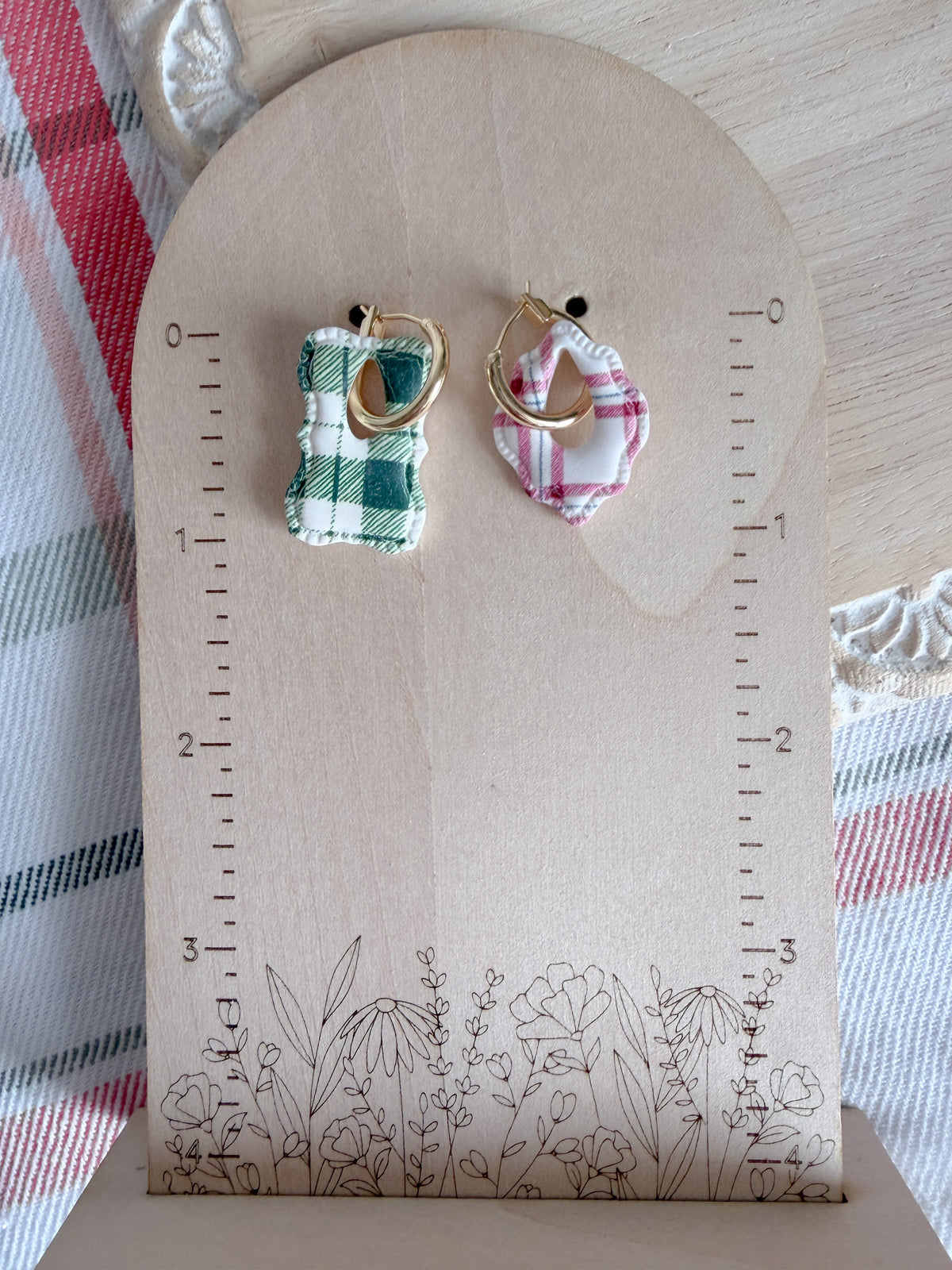 Plaid Christmas Charm Earrings