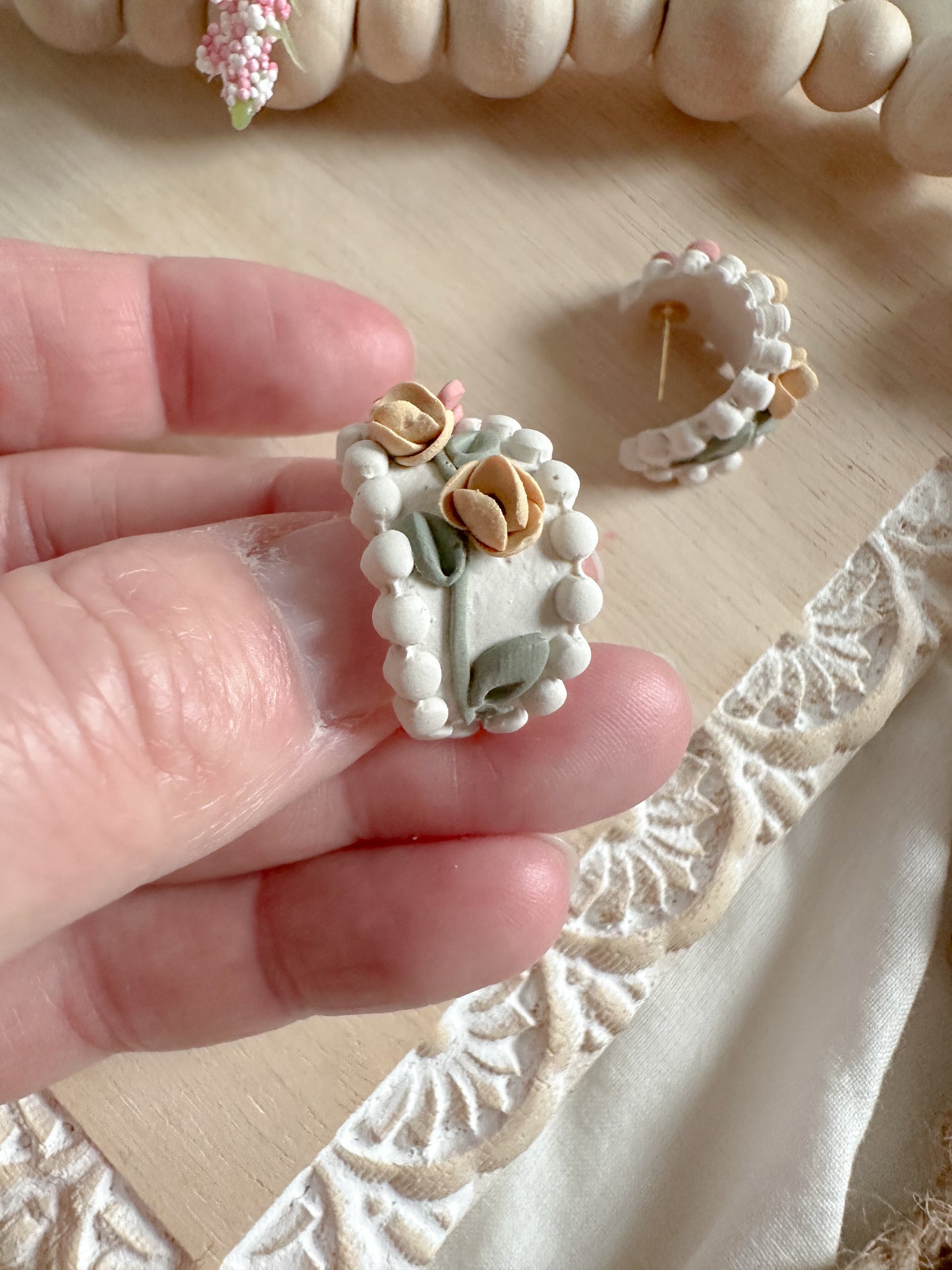 Spring Flower Huggie Earrings