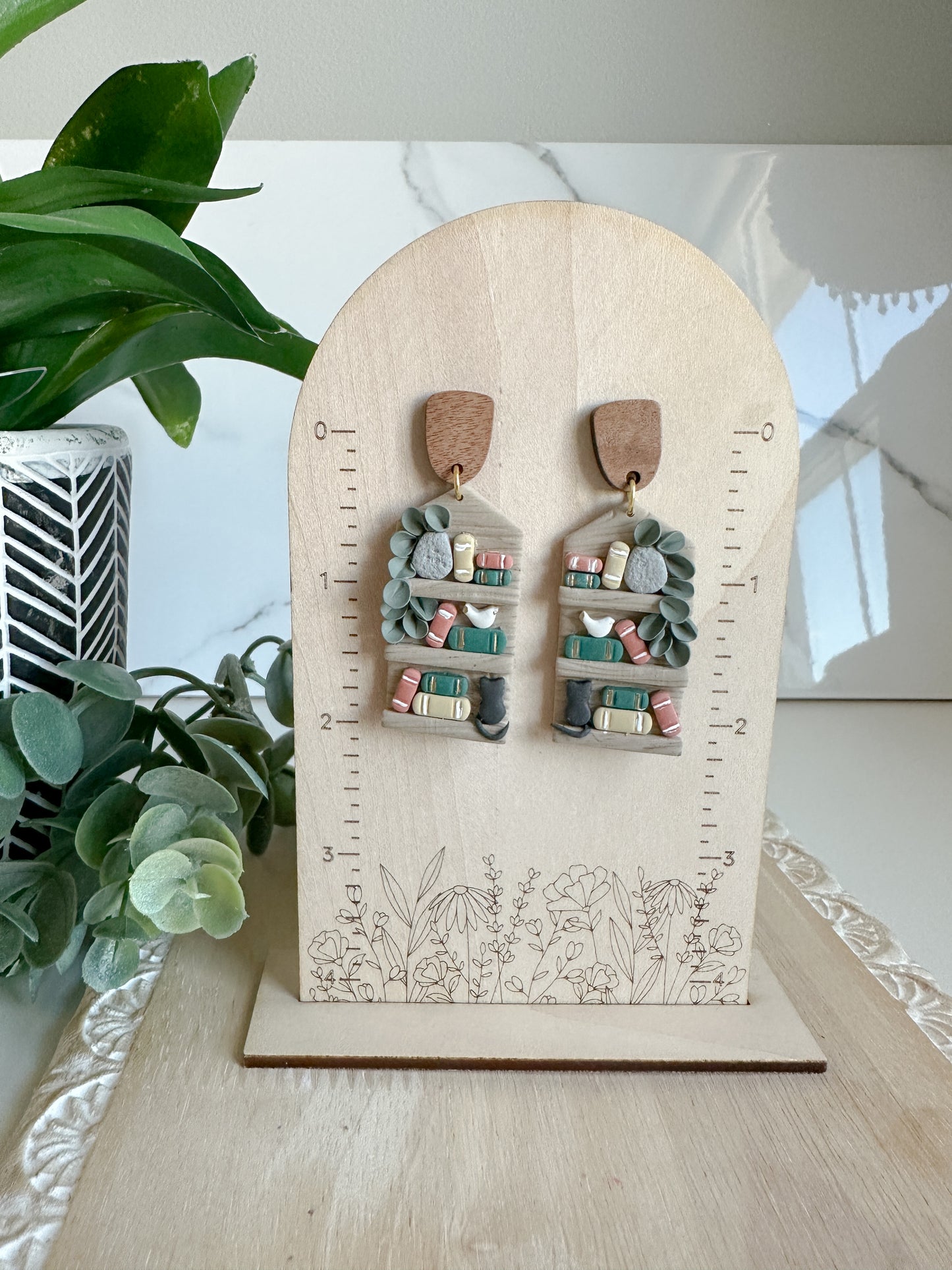 Tall Open Bookshelf Earrings