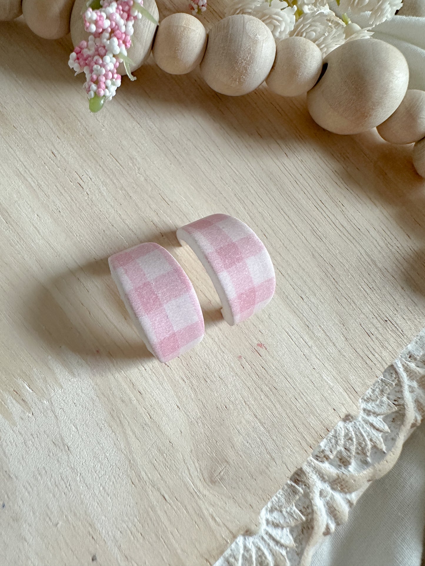Gingham Huggie Earrings