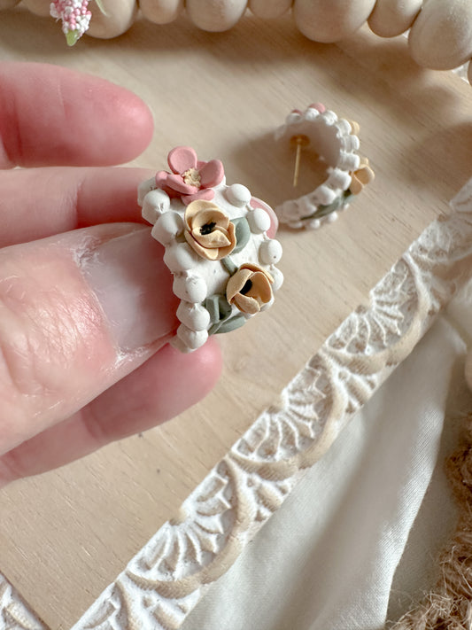 Spring Flower Huggie Earrings