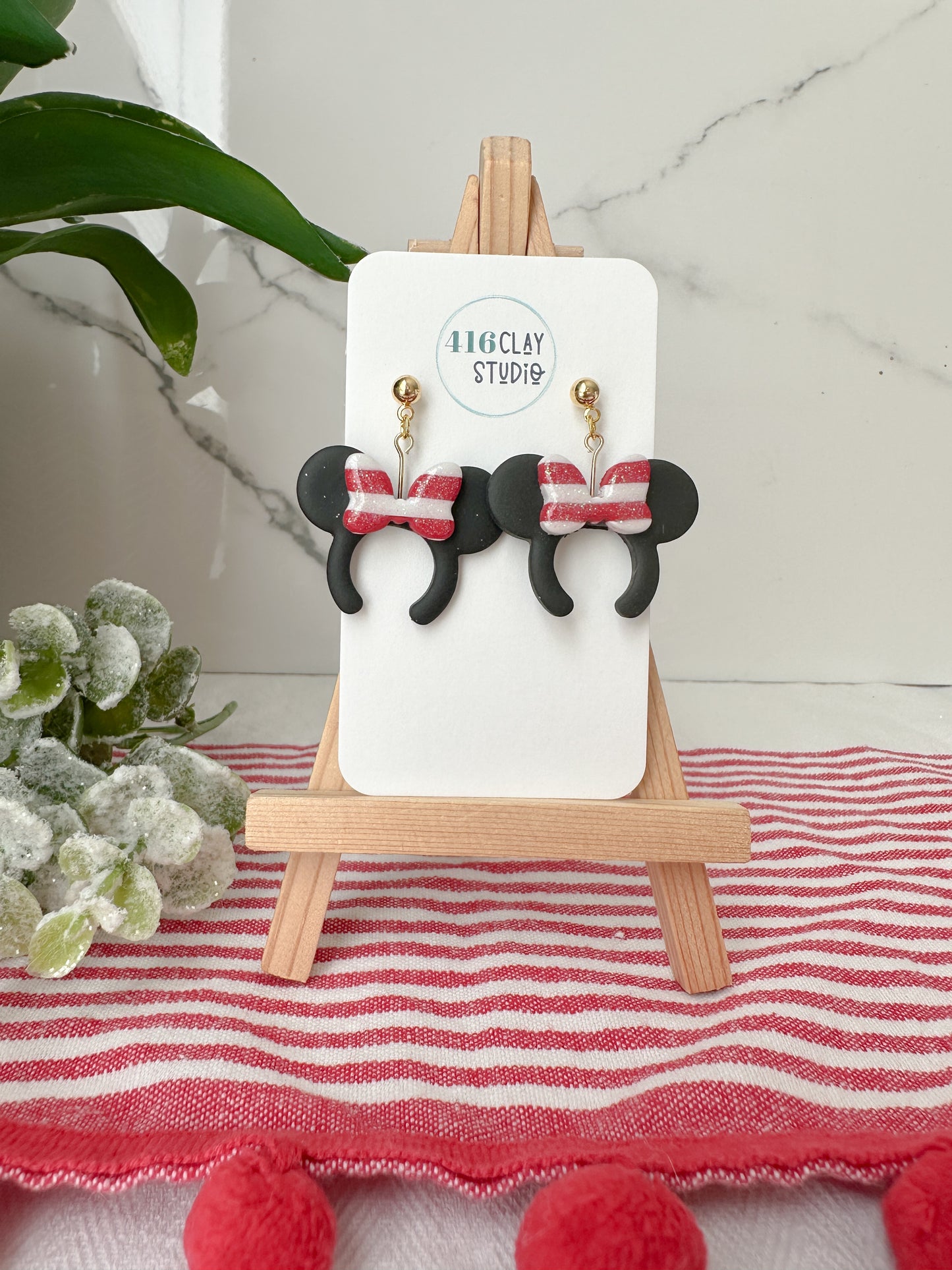 Candy Cane Mouse Ear Headband