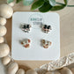 Animal Print Mouse Ear Stud Pack