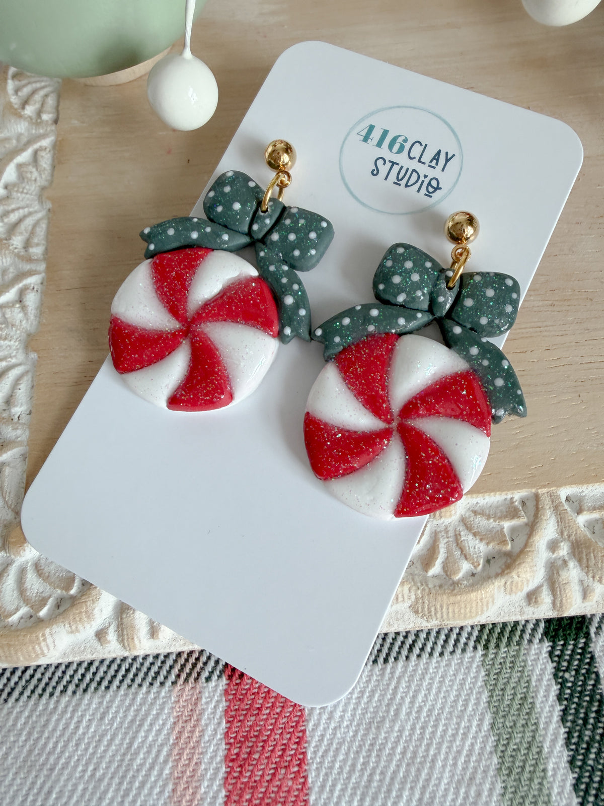 Peppermint & Bow Earrings