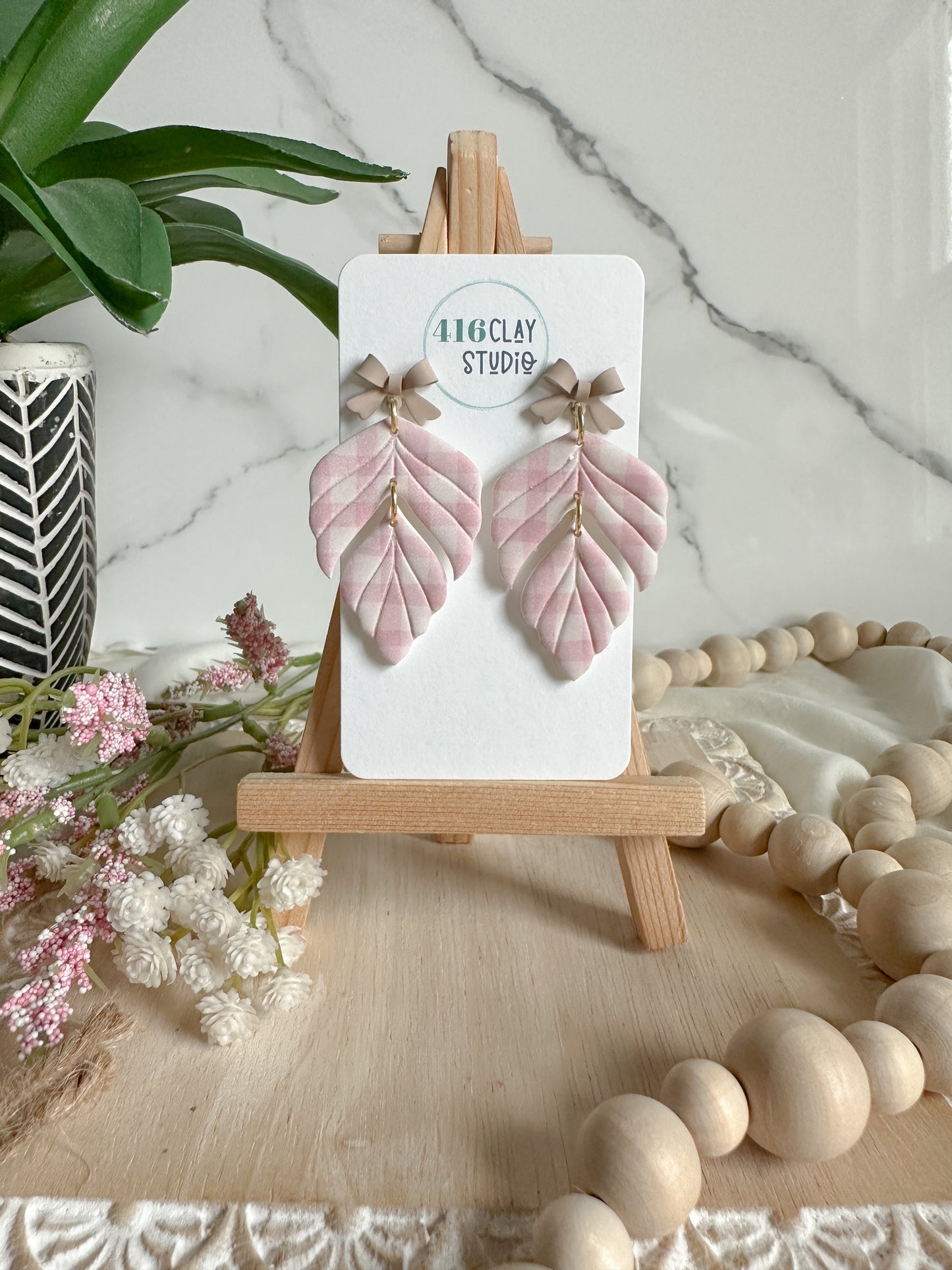 Gingham Botanical Earrings
