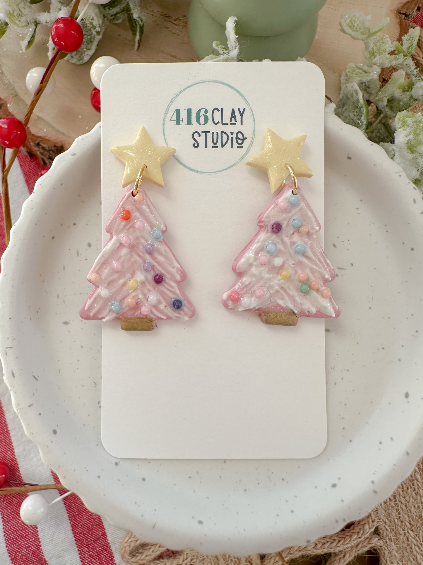 Pinkmas Tree Earrings