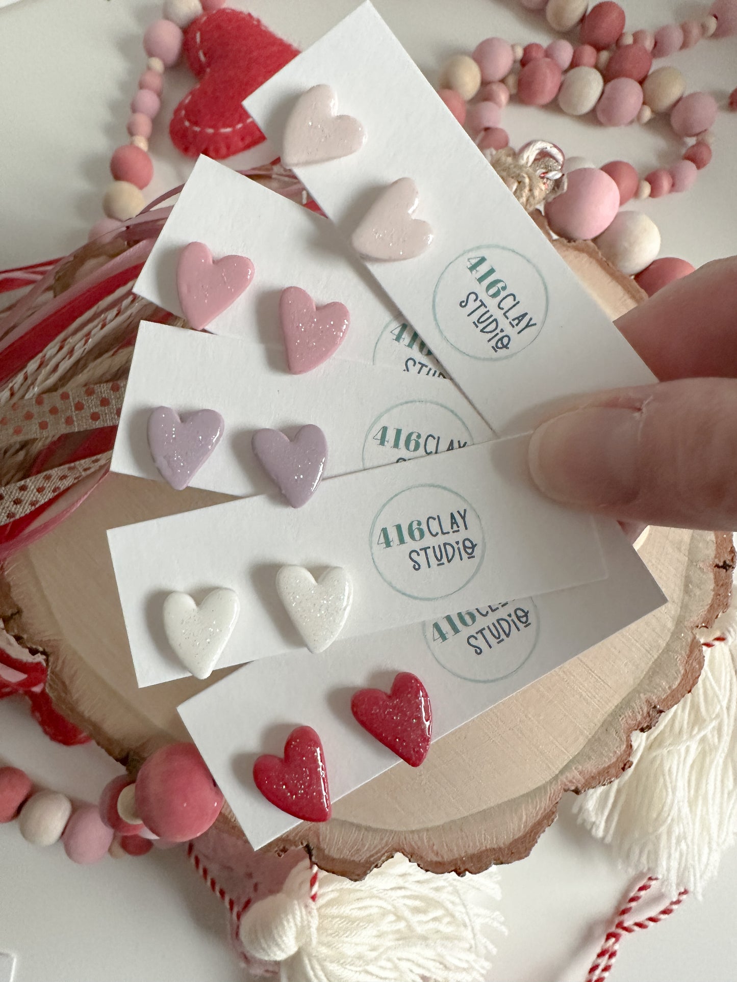 Sparkly Heart Stud Earrings