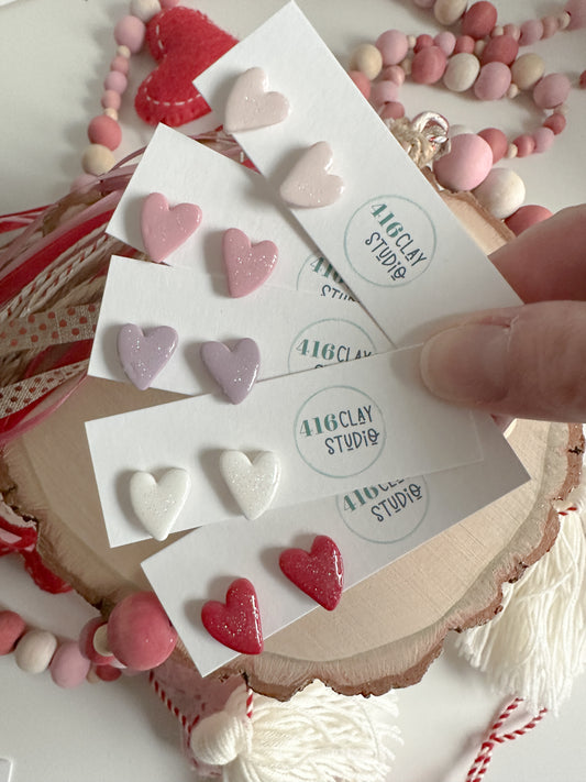 Sparkly Heart Stud Earrings