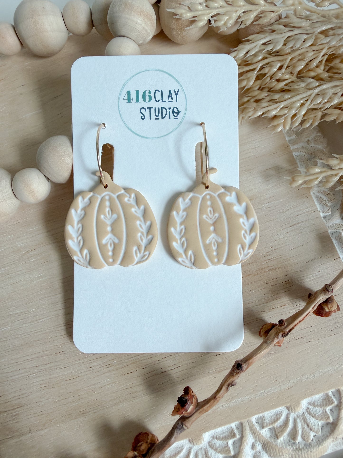 Farmhouse Pumpkin Hoop Earrings