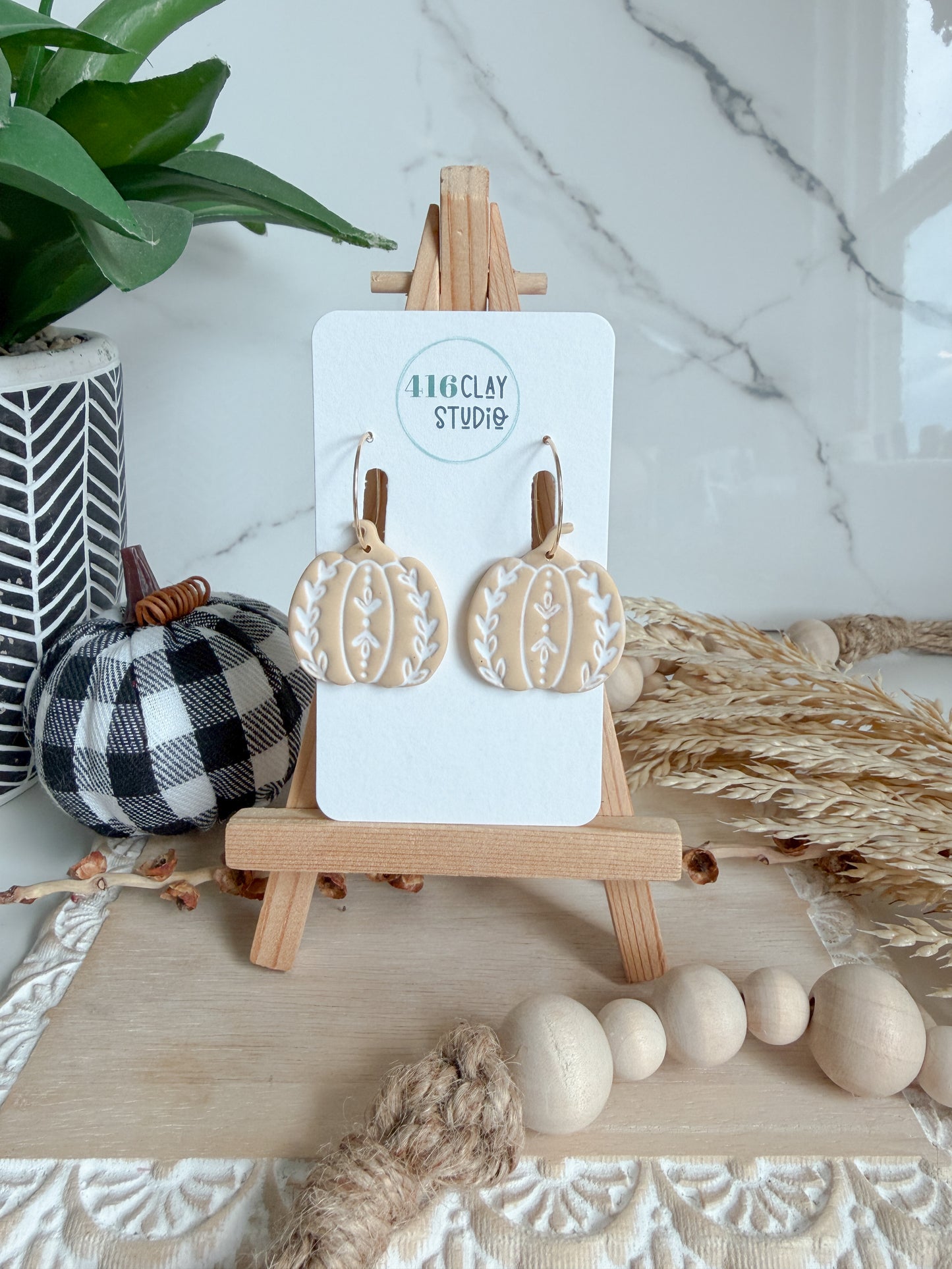 Farmhouse Pumpkin Hoop Earrings