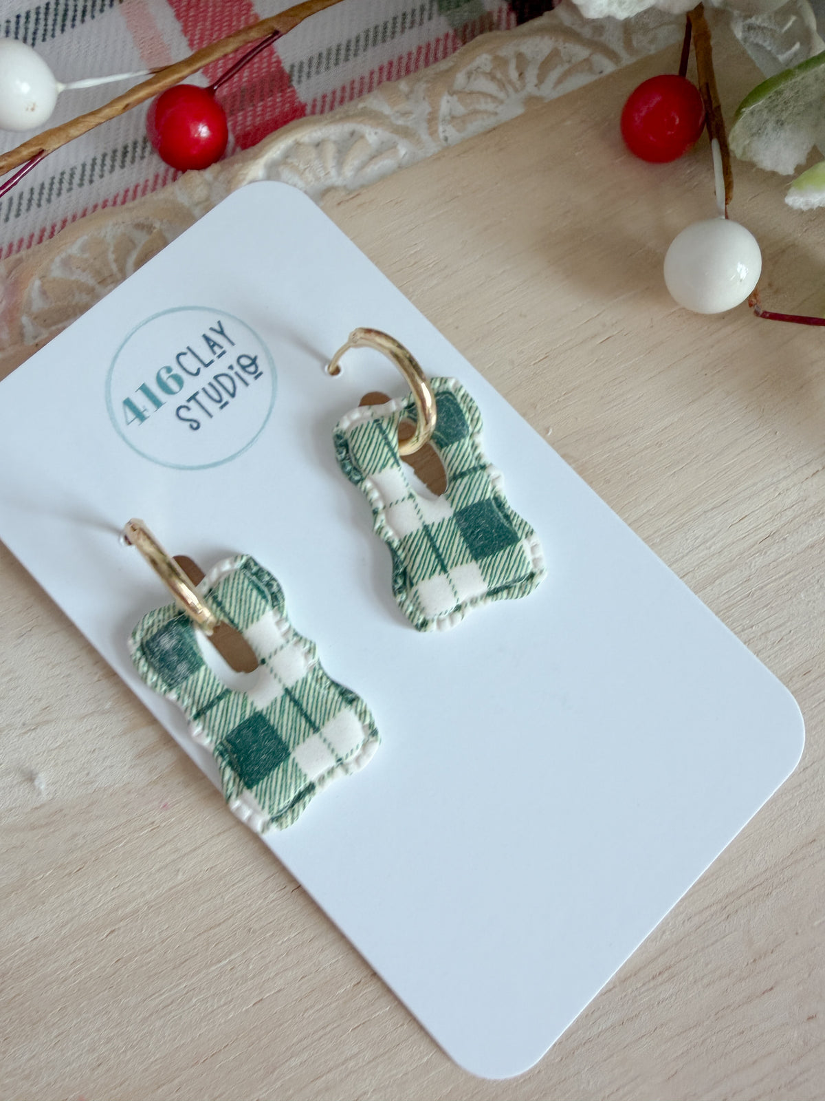 Plaid Christmas Charm Earrings