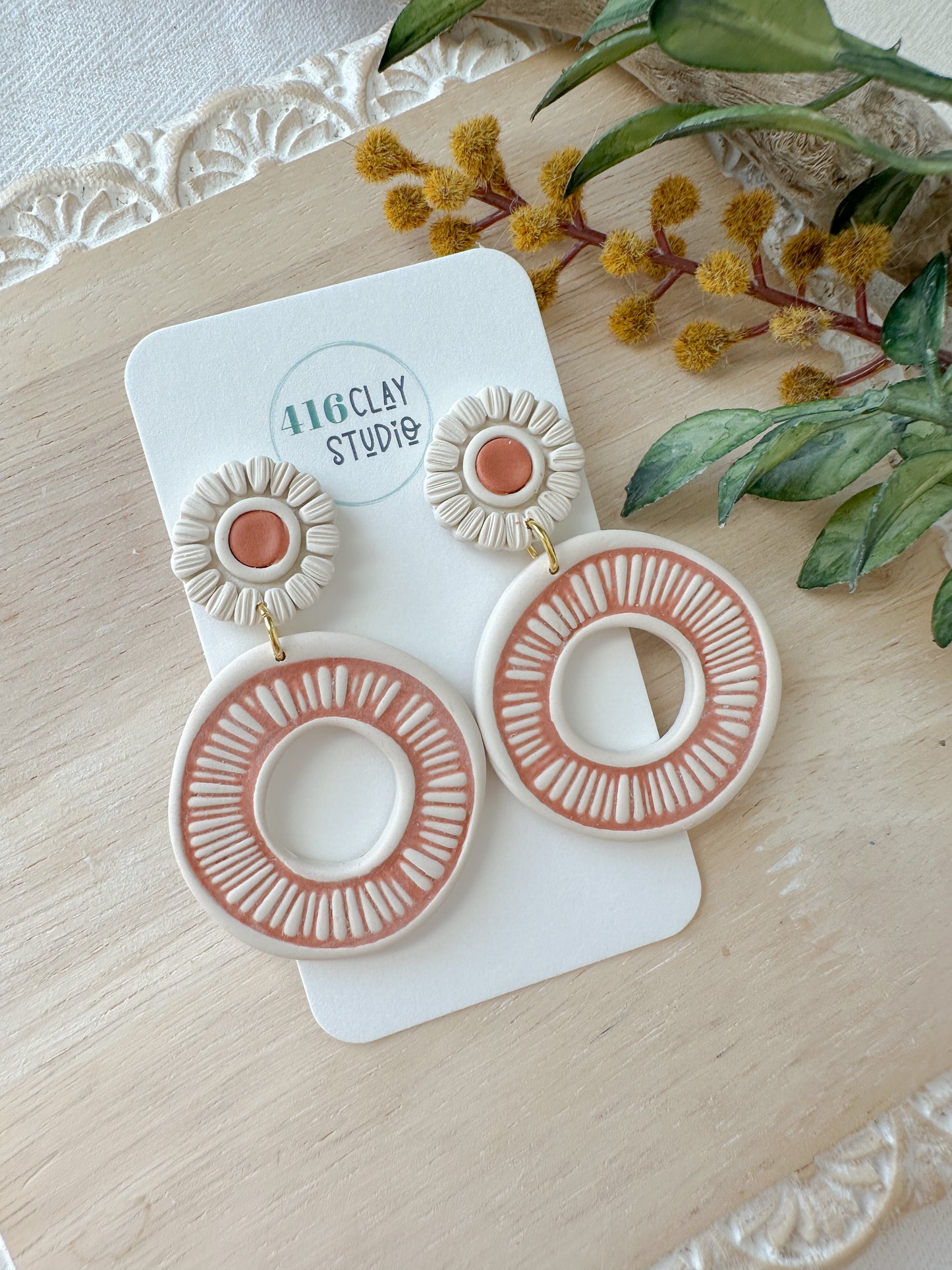 Autumn Boho Circle Hoop Earrings (four color options)